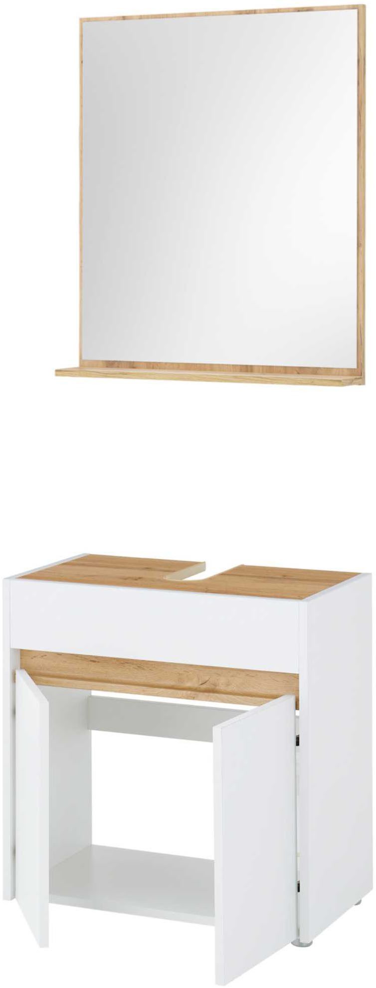 INOSIGN Badmeubelset CITY/ GIRON, badkamer in tijdloos ontwerp, 2-delige badkamer Onderkast en spiegel, in twee kleuren beschikbaar, veel opbergruimte (set, 2 stuks)