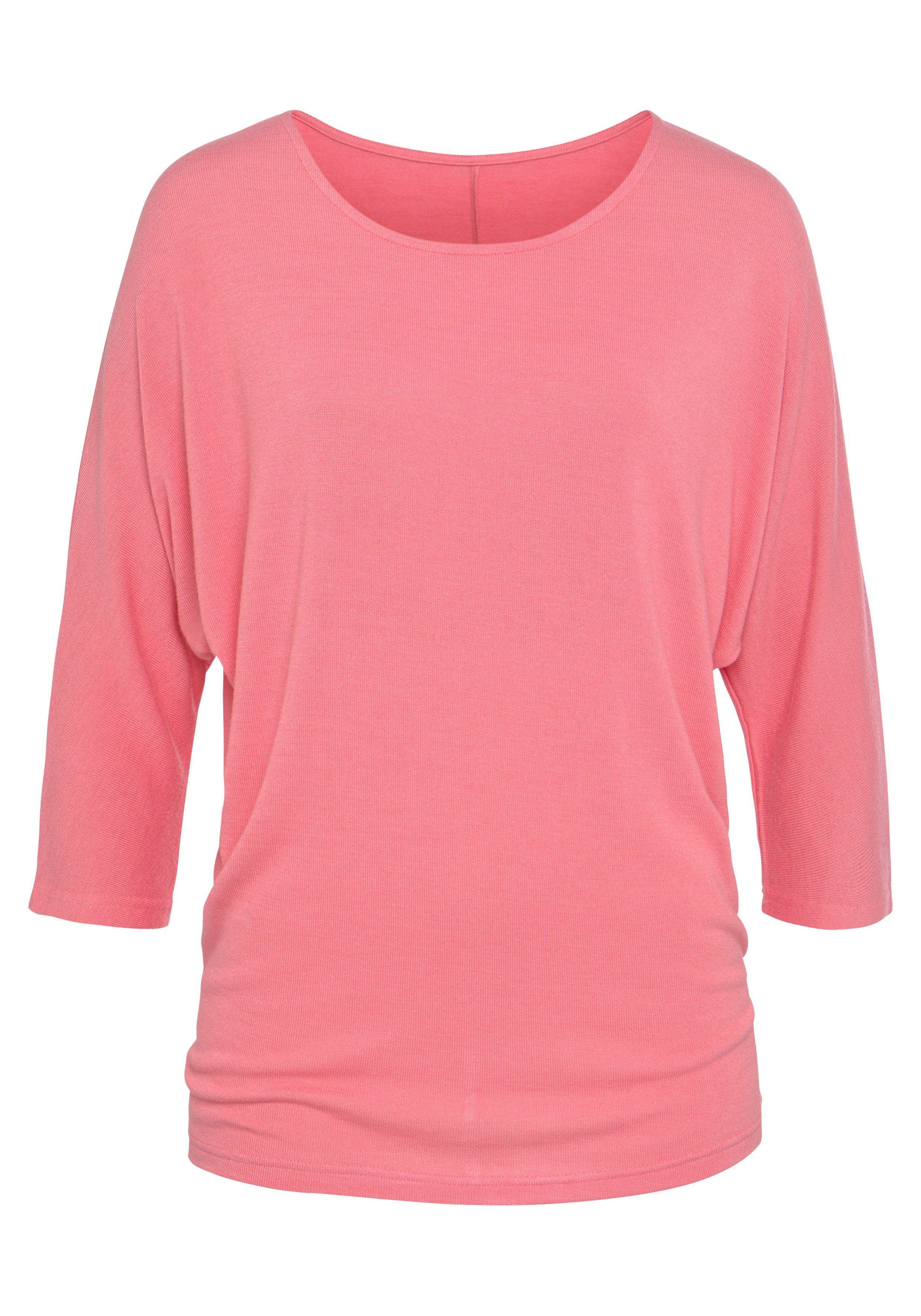 Lascana Shirt met 3 4-mouwen Met vlindermouwen van zachte fijn gebreide kwaliteit met viscose (1-delig)
