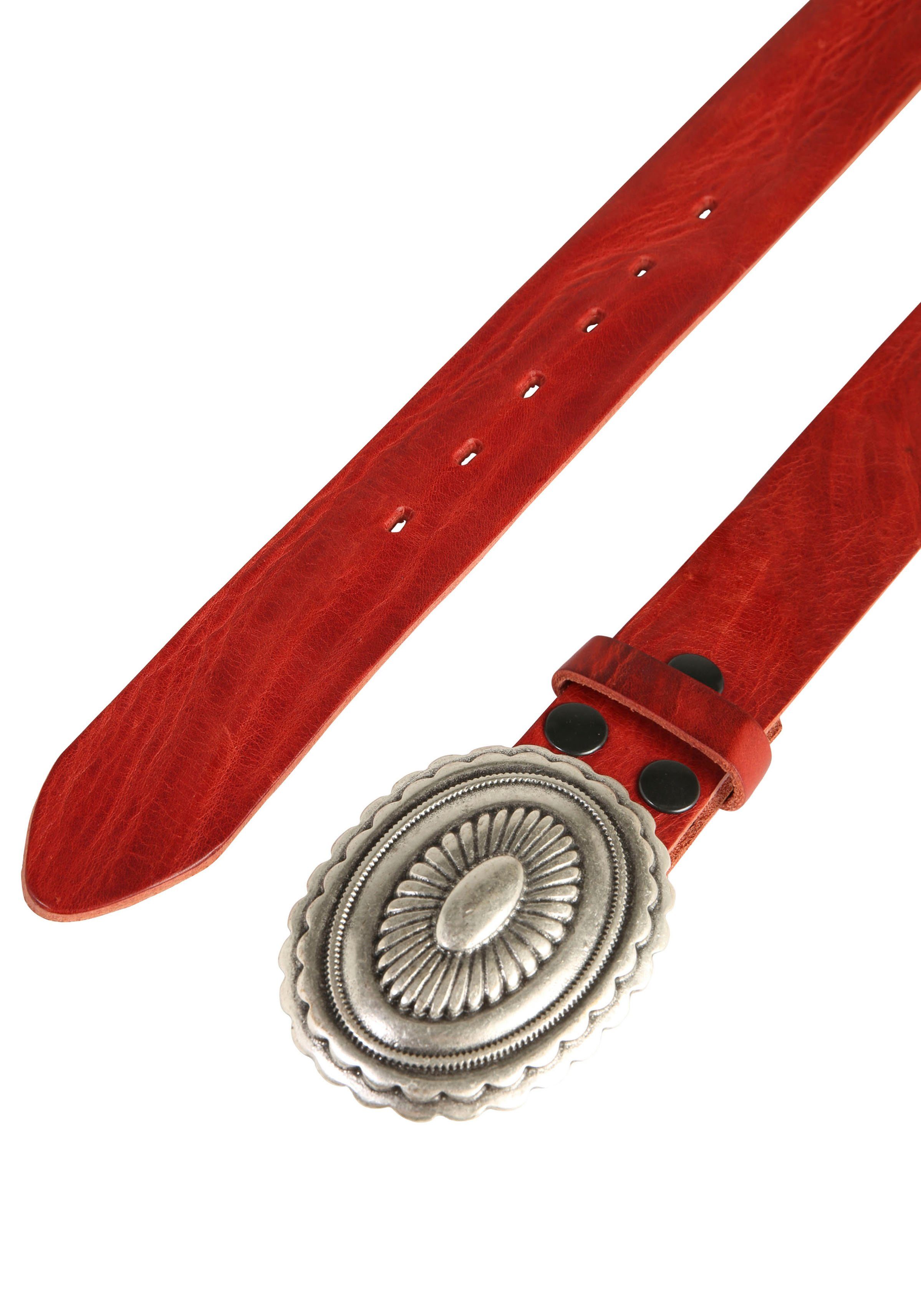 RETTUNGSRING by showroom 019° Leren riem met verwisselbare sluiting "mandala zilverkleur"