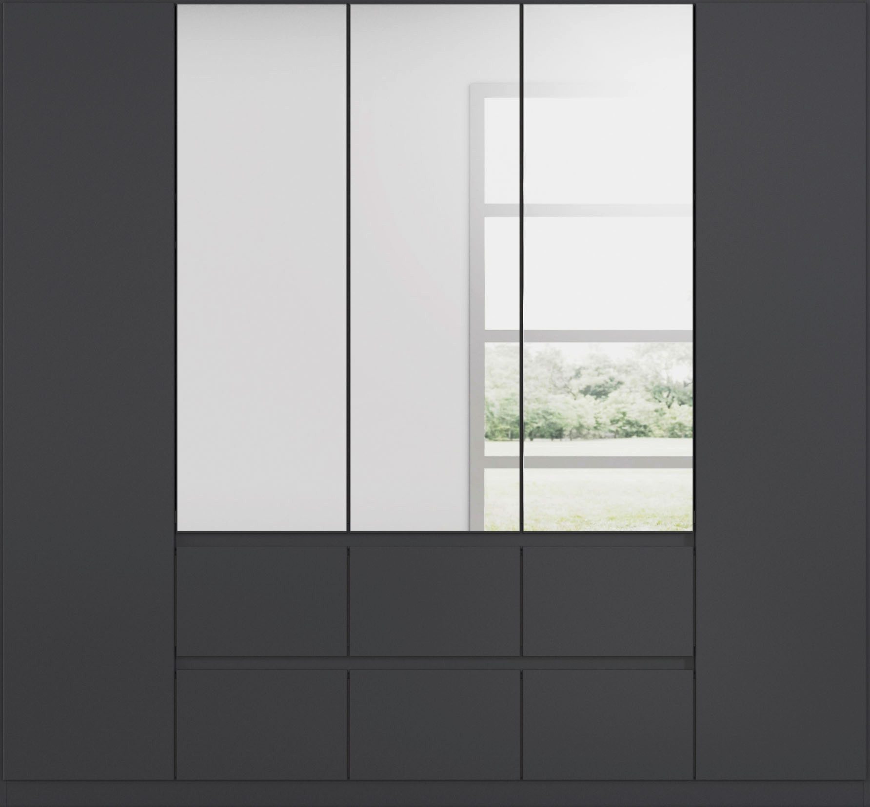 rauch Draaideurkast Kledingkast met spiegel garderobe MAINZ greeploos front met spiegel, buitendeuren met push-to-openfunctie