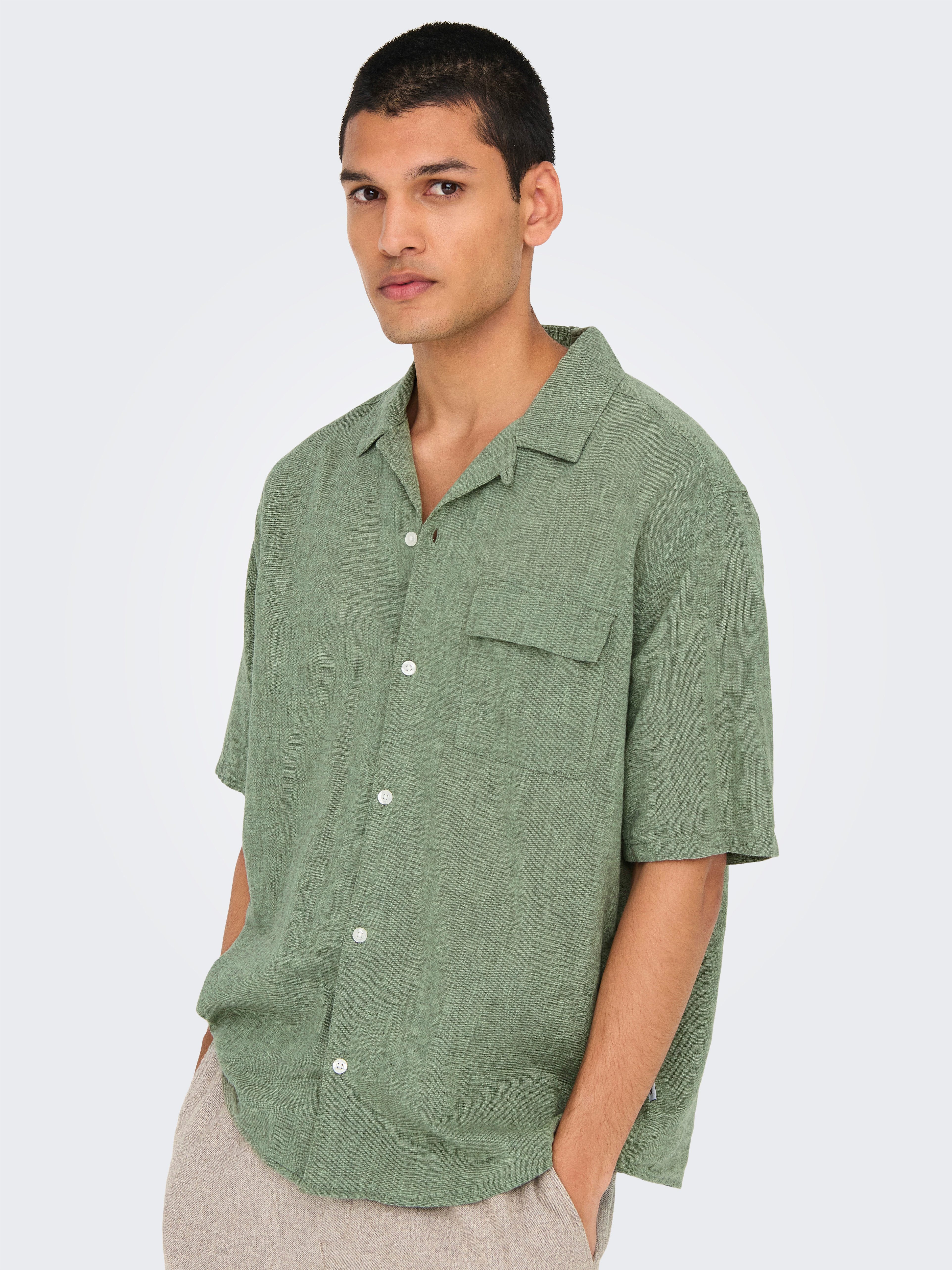 ONLY & SONS Overhemd met korte mouwen ONSCAIDEN LIFE RELAX SS RESORT 1PKT SHIR