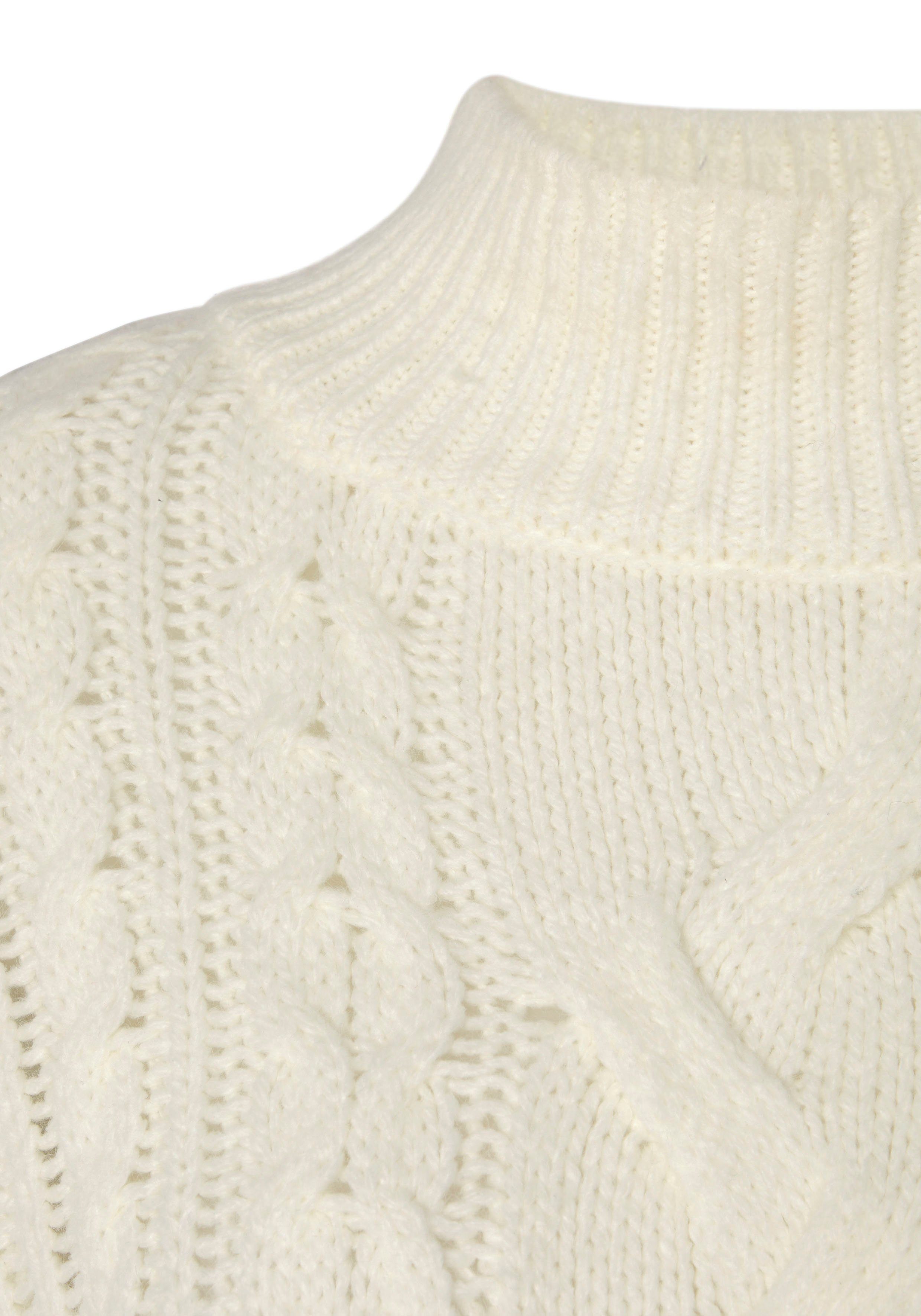Buffalo Trui met staande kraag met kabelpatroon, wintertrui, basic