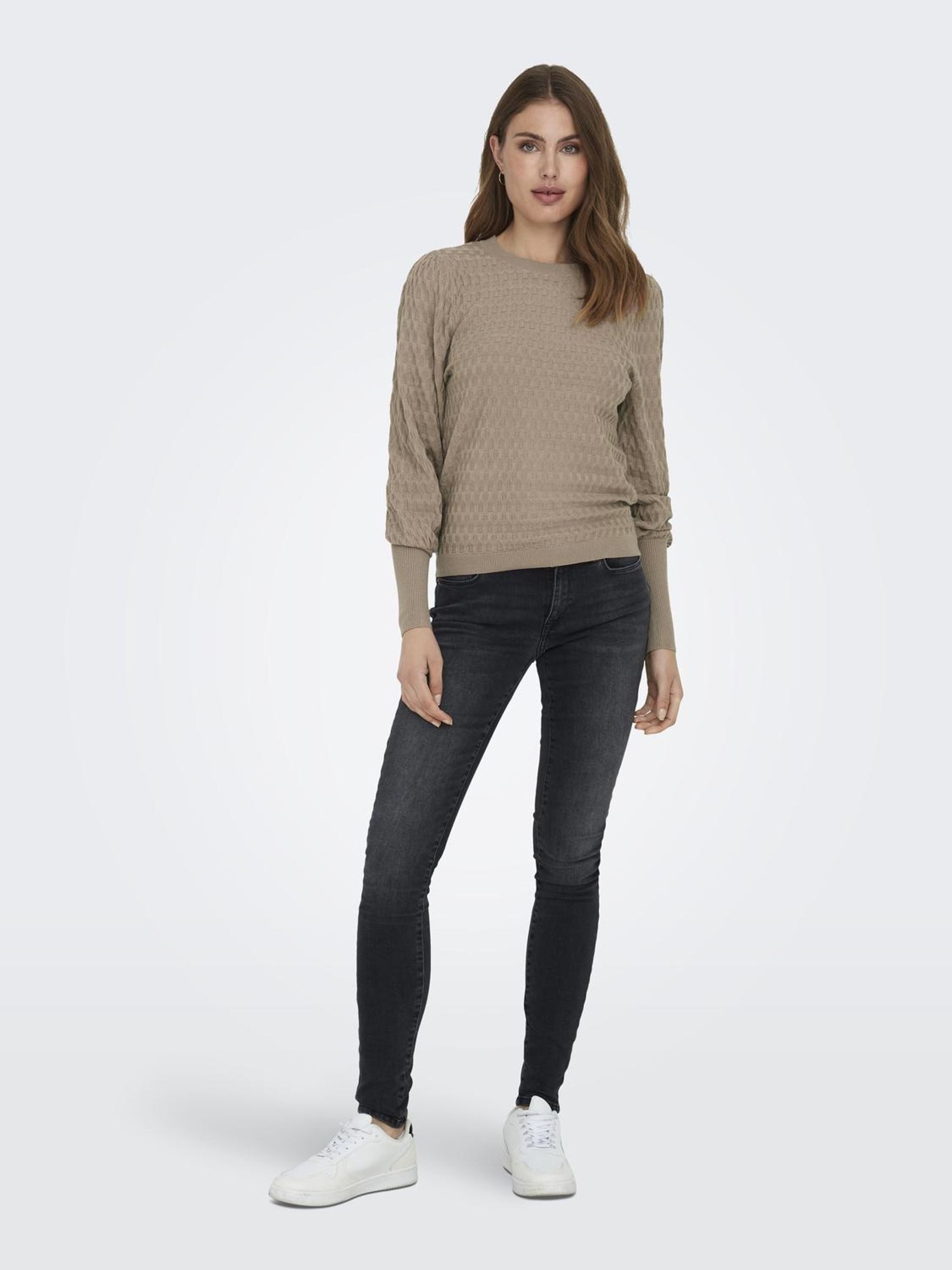 Only Trui met ronde hals ONLFAYE LIFE L/S PULLOVER KNT NOOS