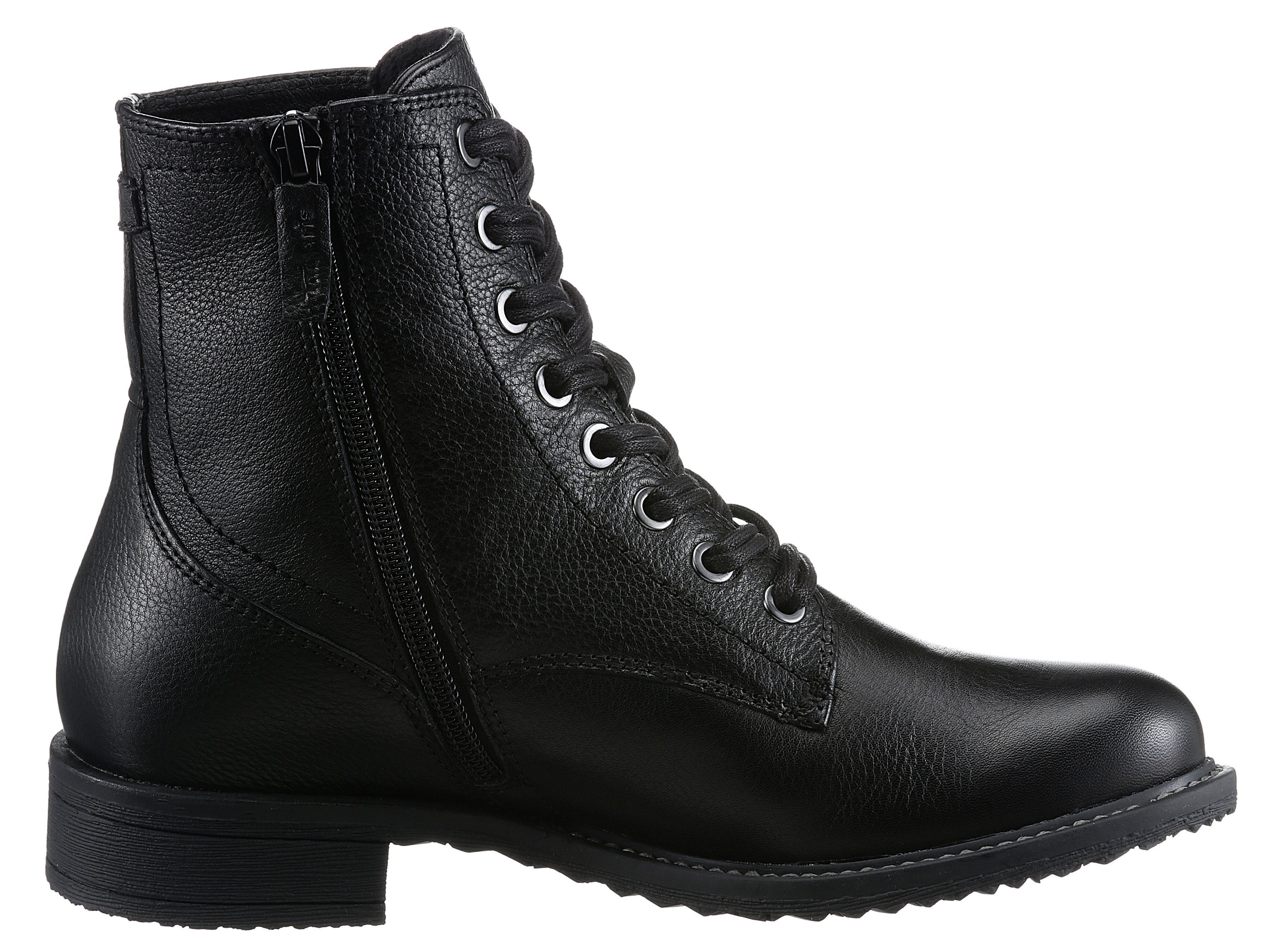 Tamaris Veterlaarsjes blokhak, veterschoenen, business schoenen in glanzende metallic look