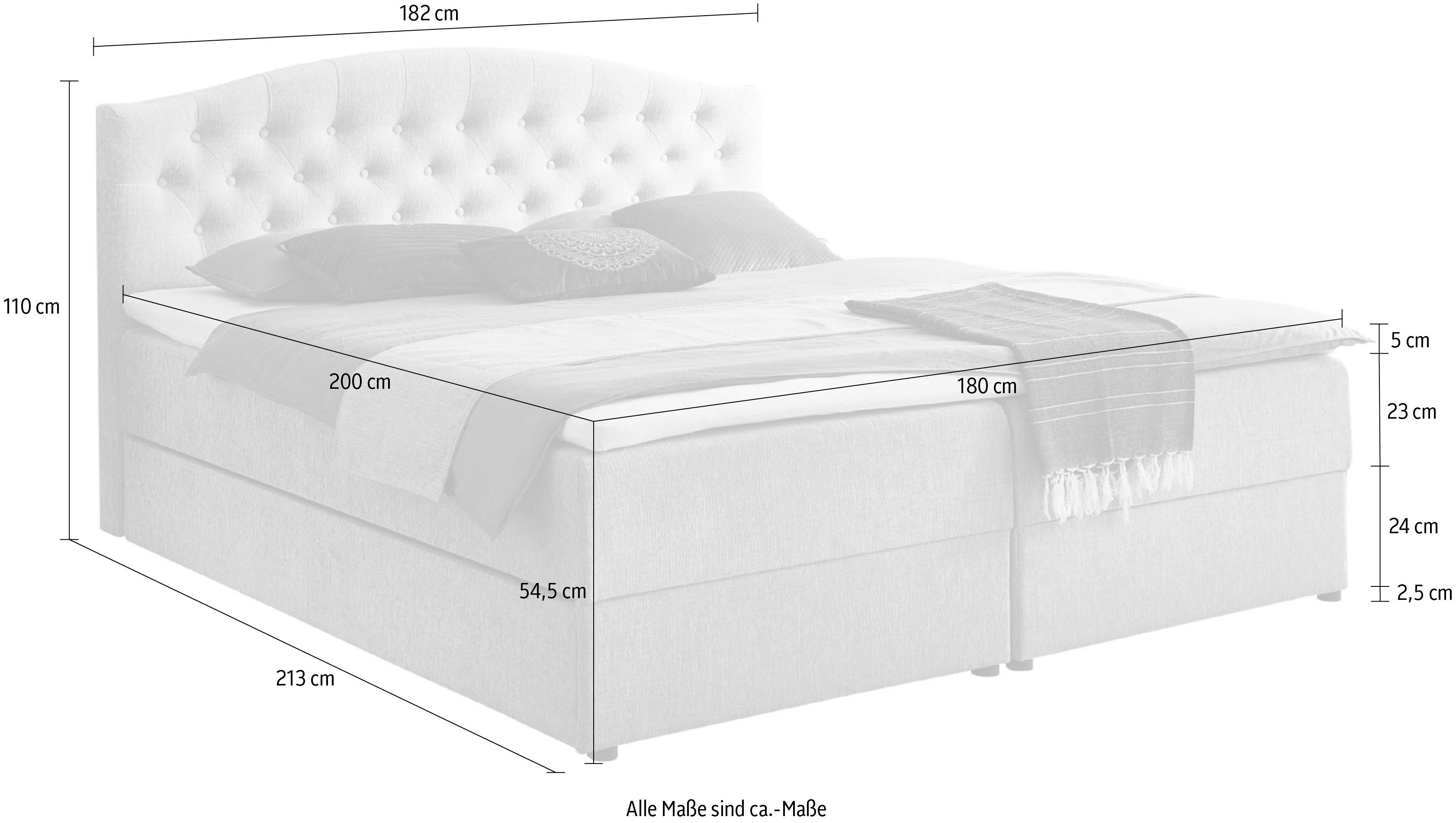 ATLANTIC home collection Boxspring Lotte met topmatras, bedkist en logeerbed