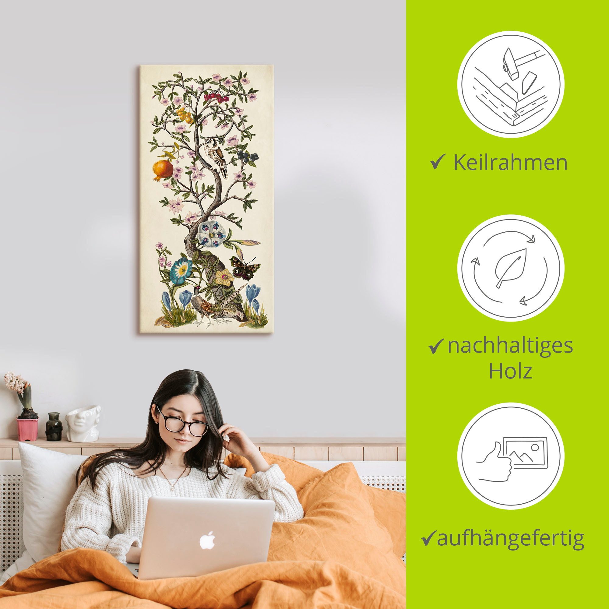 Artland Artprint Chinoiserie naturel I als artprint van aluminium, artprint voor buiten, artprint op linnen, poster in verschillende maten. maten