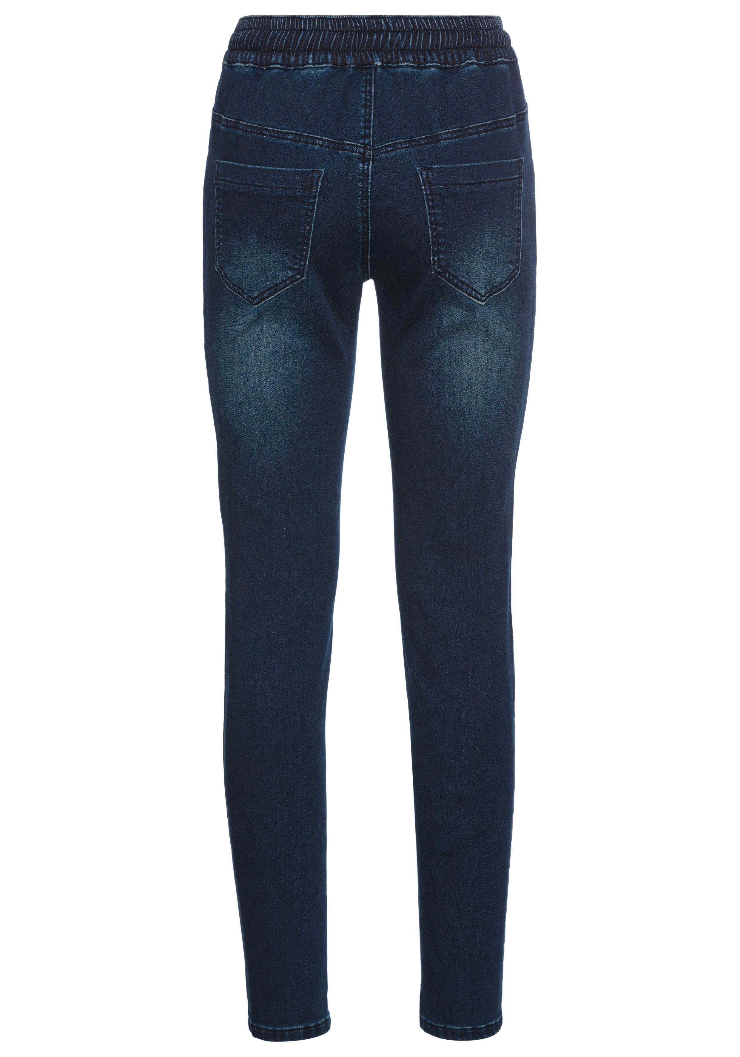 Arizona Stretch jeans wijde broekspijp, hoge taille, enkel-lang, met used-wassing