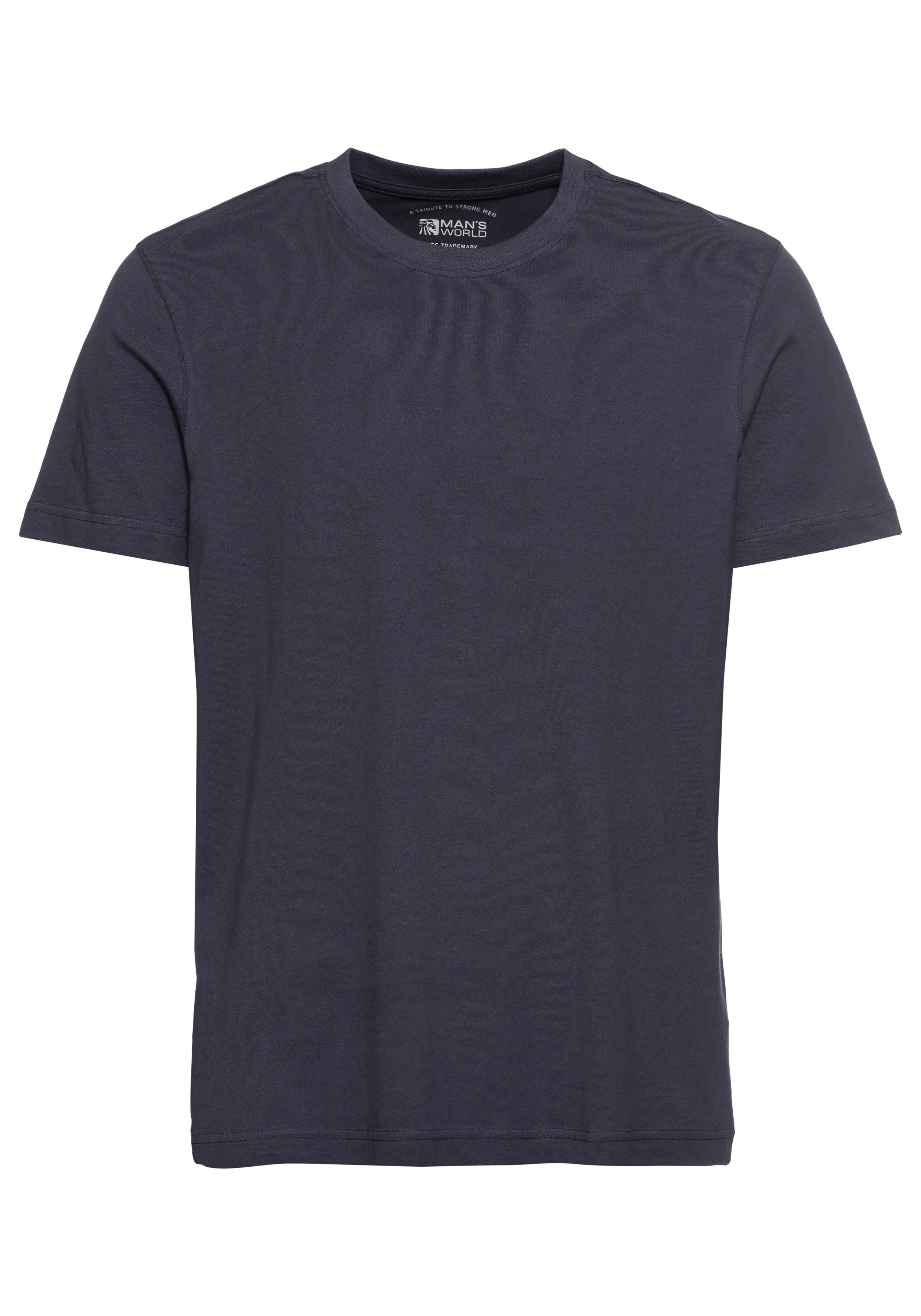 Man's World T-shirt Nieuwe kleuren! Korte mouw, effen kleur, ronde hals, van katoen(3-delig, Set van 3)