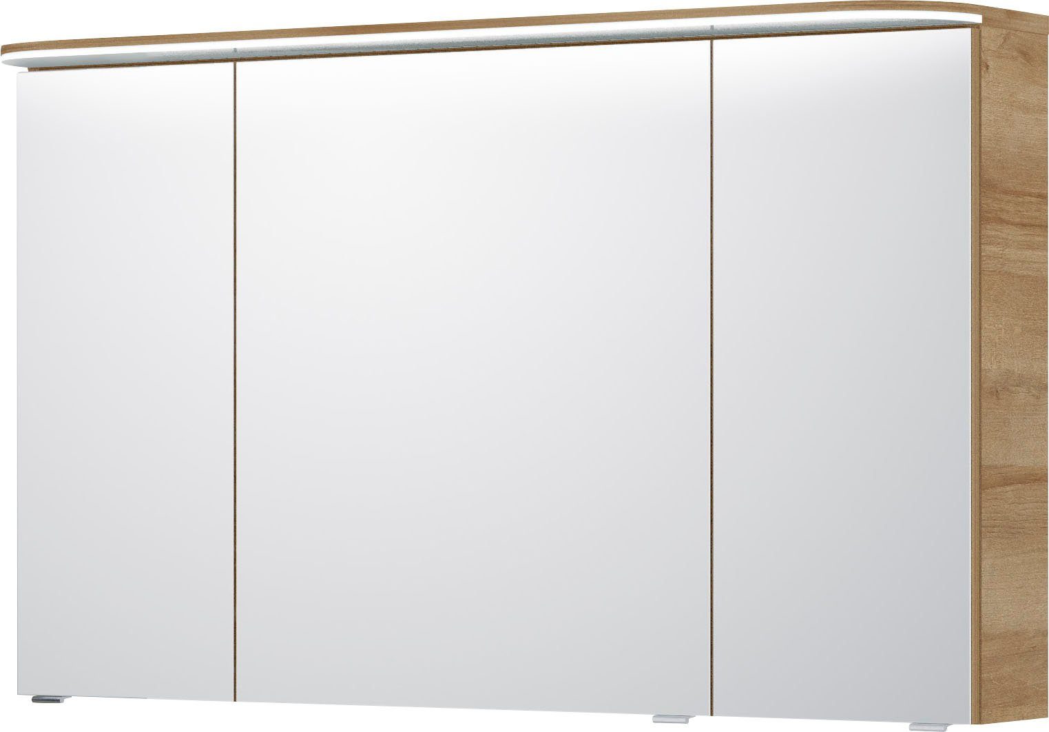 Saphir Spiegelkast Balto sprint badkamerkast met led-kransarmatuur, 120 cm breed, 3 deuren Schakelaar-/ stopcontactcombinatie, inclusief deurdemper, 987LM, 12 V led