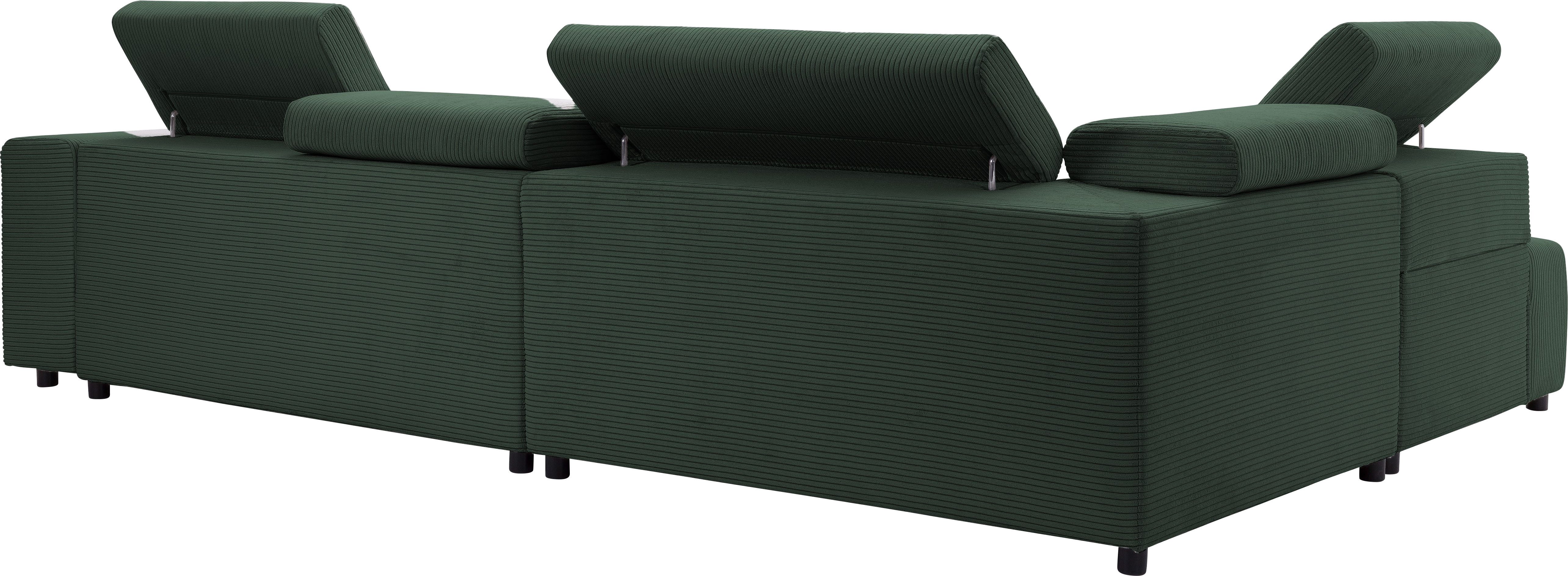 exxpo - sofa fashion Hoekbank VITTORIO met comfortfuncties, comfortabel en modern, cord, L-vorm incl. hoofdsteun- en zitdiepteverstelling, optioneel met bedfunctie