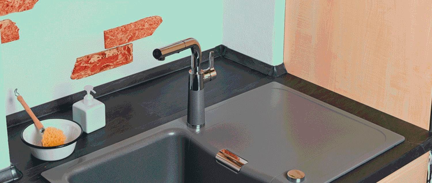 Schock Keukenkraan SC-540 SB uitschuifbaar, straal-douche, terugstroombegrenzer, draaibereik 120°