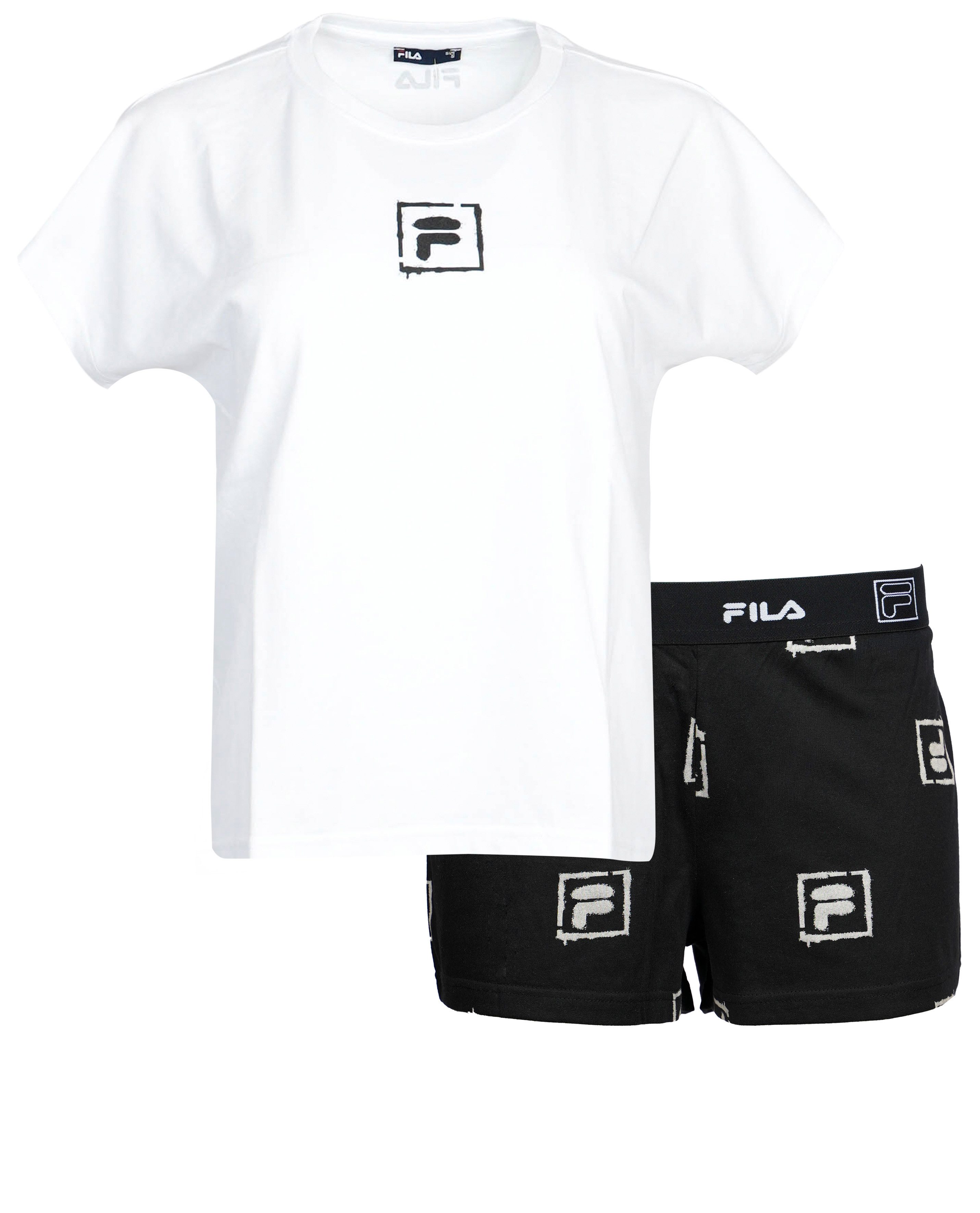 Fila Shortama WOMAN JERSEY PYJAMAS met opvallende logoprint (2-delig)