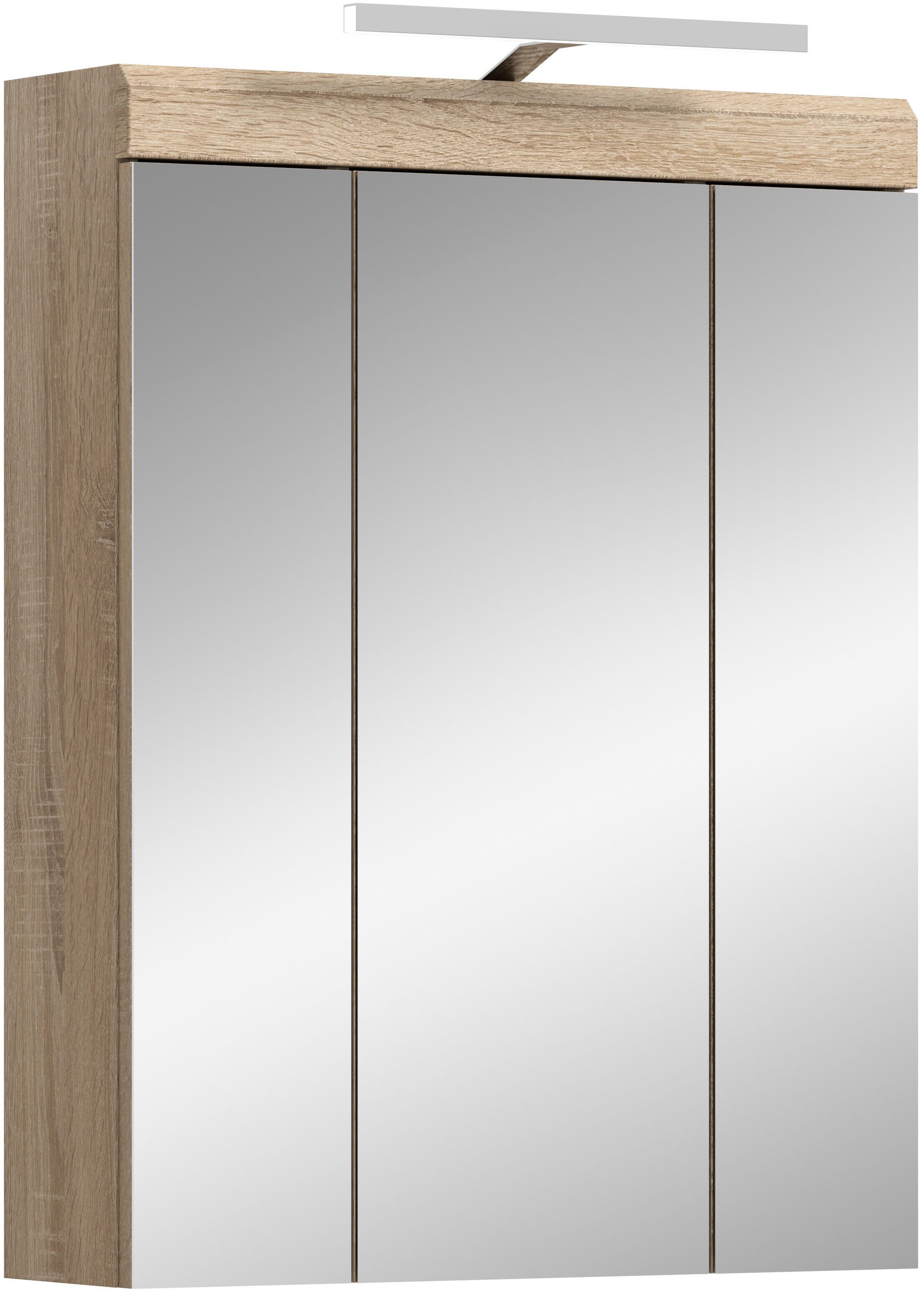 INOSIGN Spiegelkast Siena, breedte 60 cm, incl. verlichting, 3 spiegelt deuren, 9 vakken in verschillende kleuren verkrijgbaar, badkamermeubels, spiegel, badkamerkast, badkamer (set)