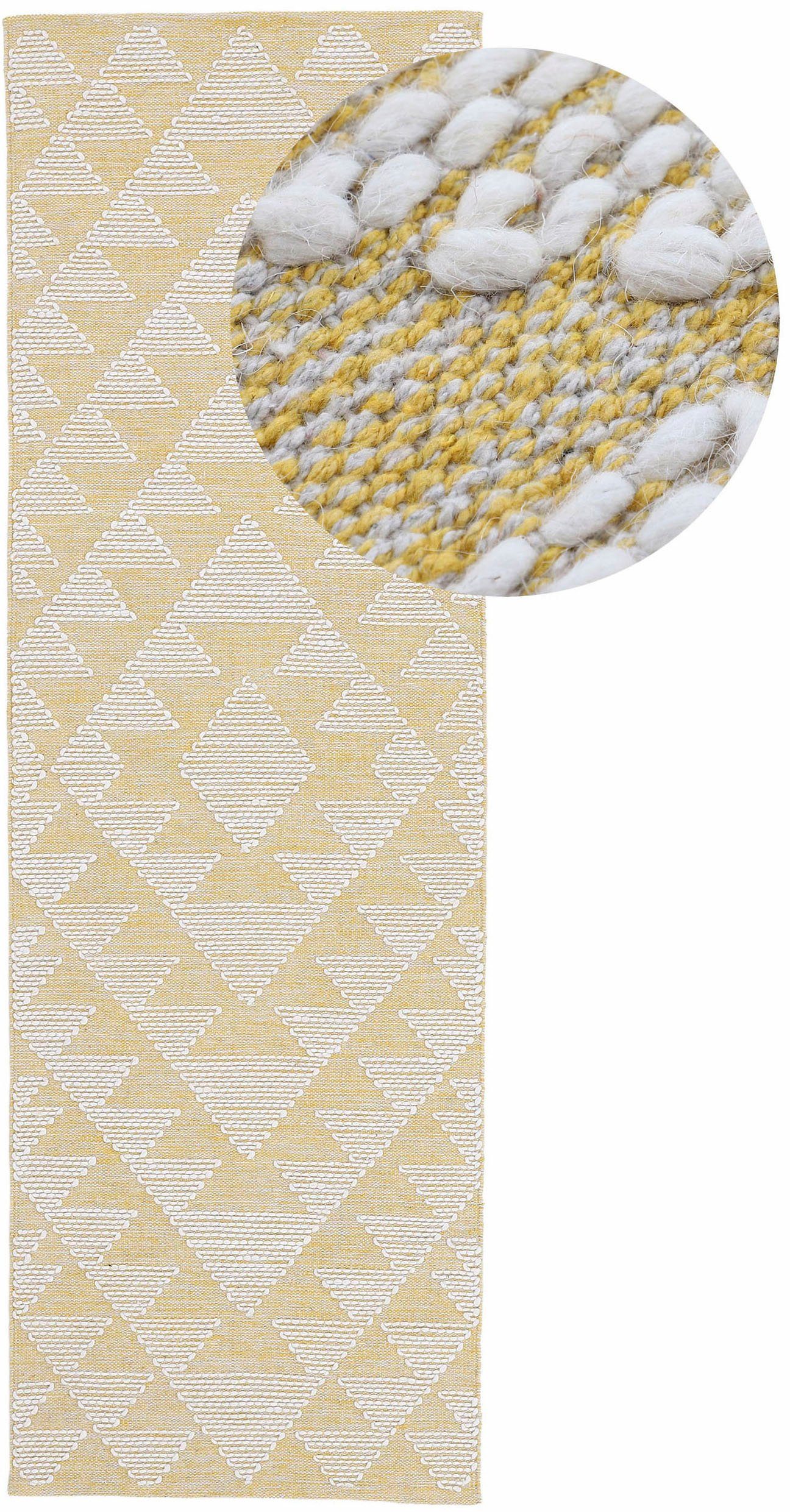carpetfine Loper Kelim Durry Handgeweven, geometrisch, hoog-laag effect, handgeweven, 100% katoen