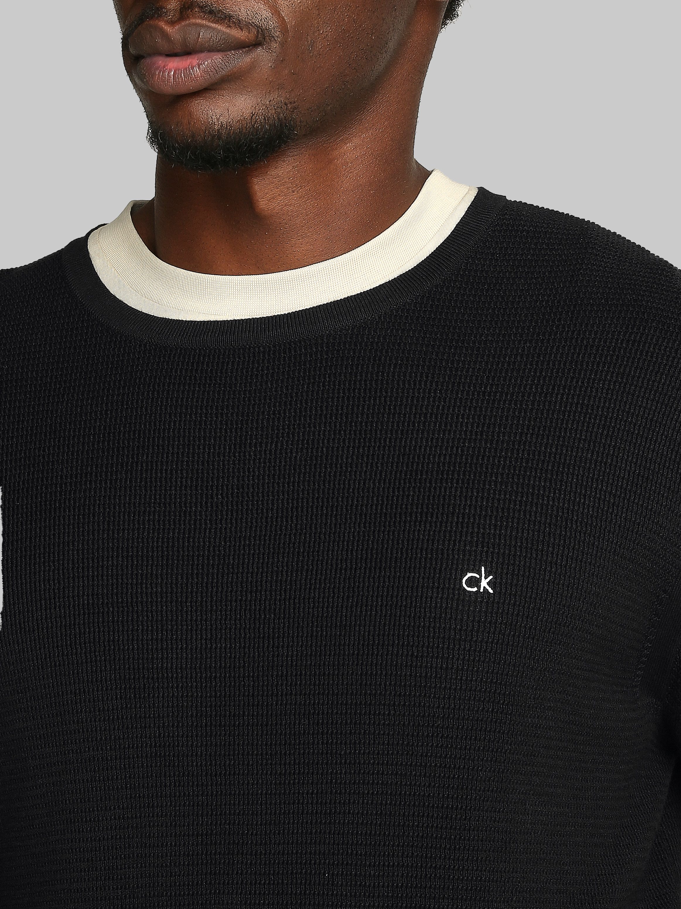 Calvin Klein Trui met ronde hals MICRO WAFFLE TEXTURE CN SWEATER