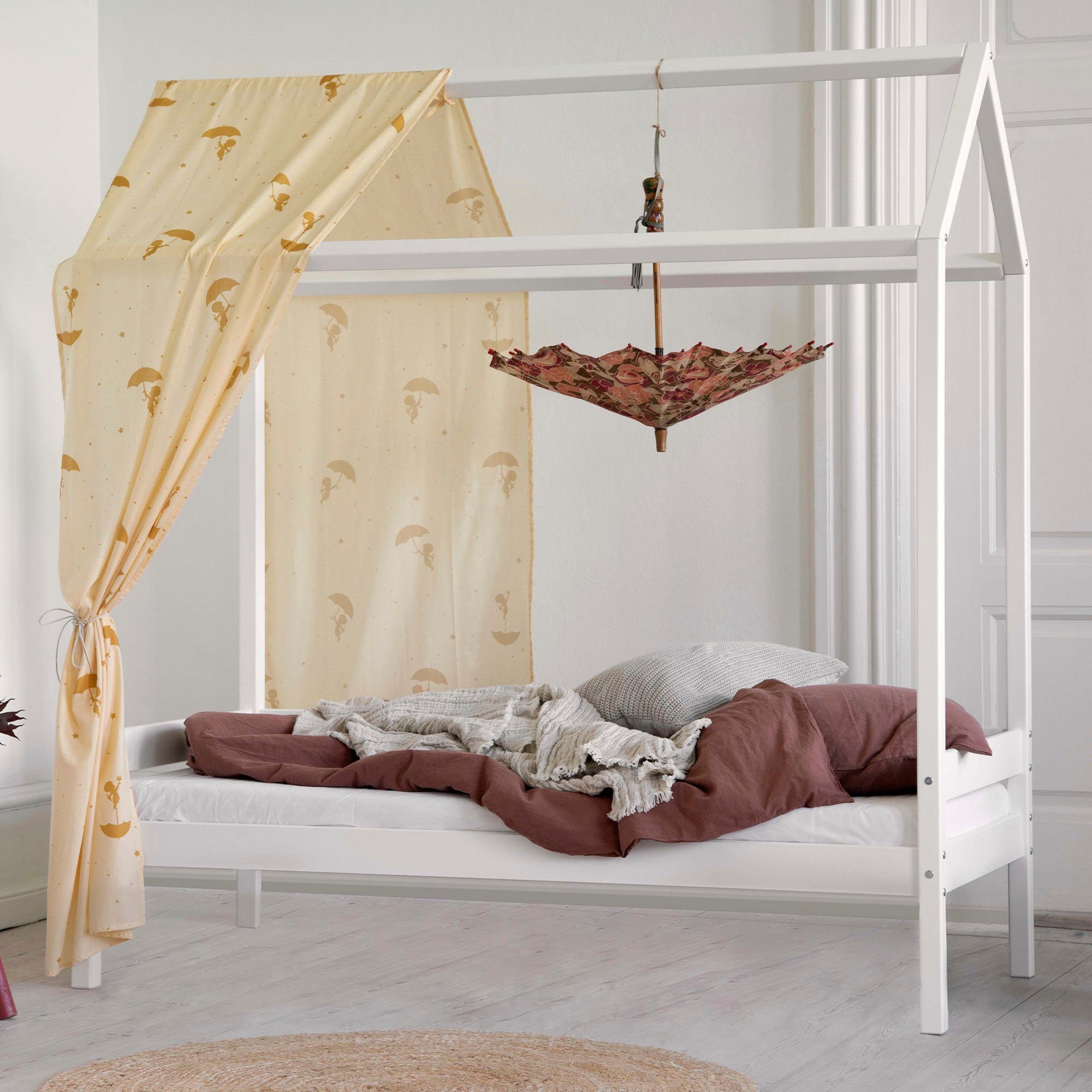 Hoppekids Kinderledikant Eco Dream Huisbed met dak optioneel met bescherming tegen valbescherming