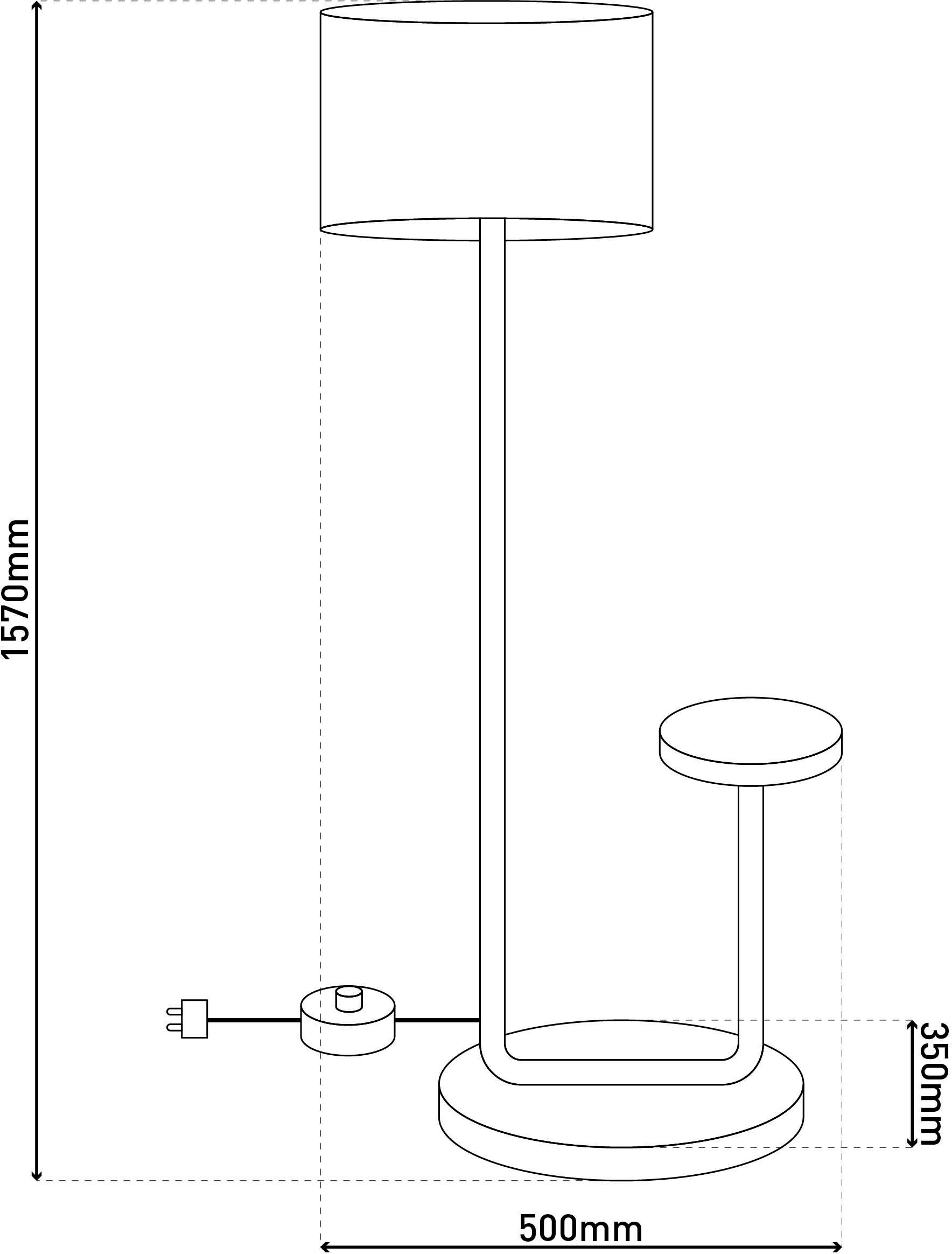 näve Staande lamp Tordis met geïntegreerde tafel, toevoer 230cm zwart, excl. 1 x e27 (1 stuk)