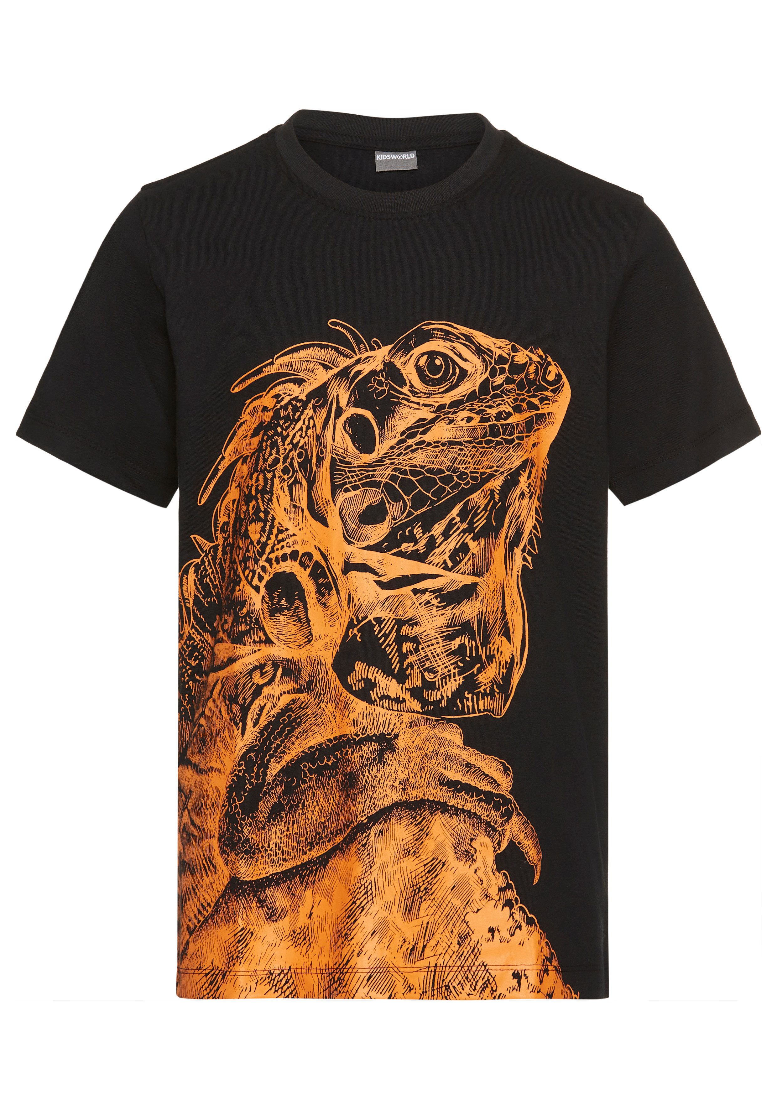KIDSWORLD T-shirt GECKO Korte mouwen, basic pasvorm, bedrukt, ronde hals