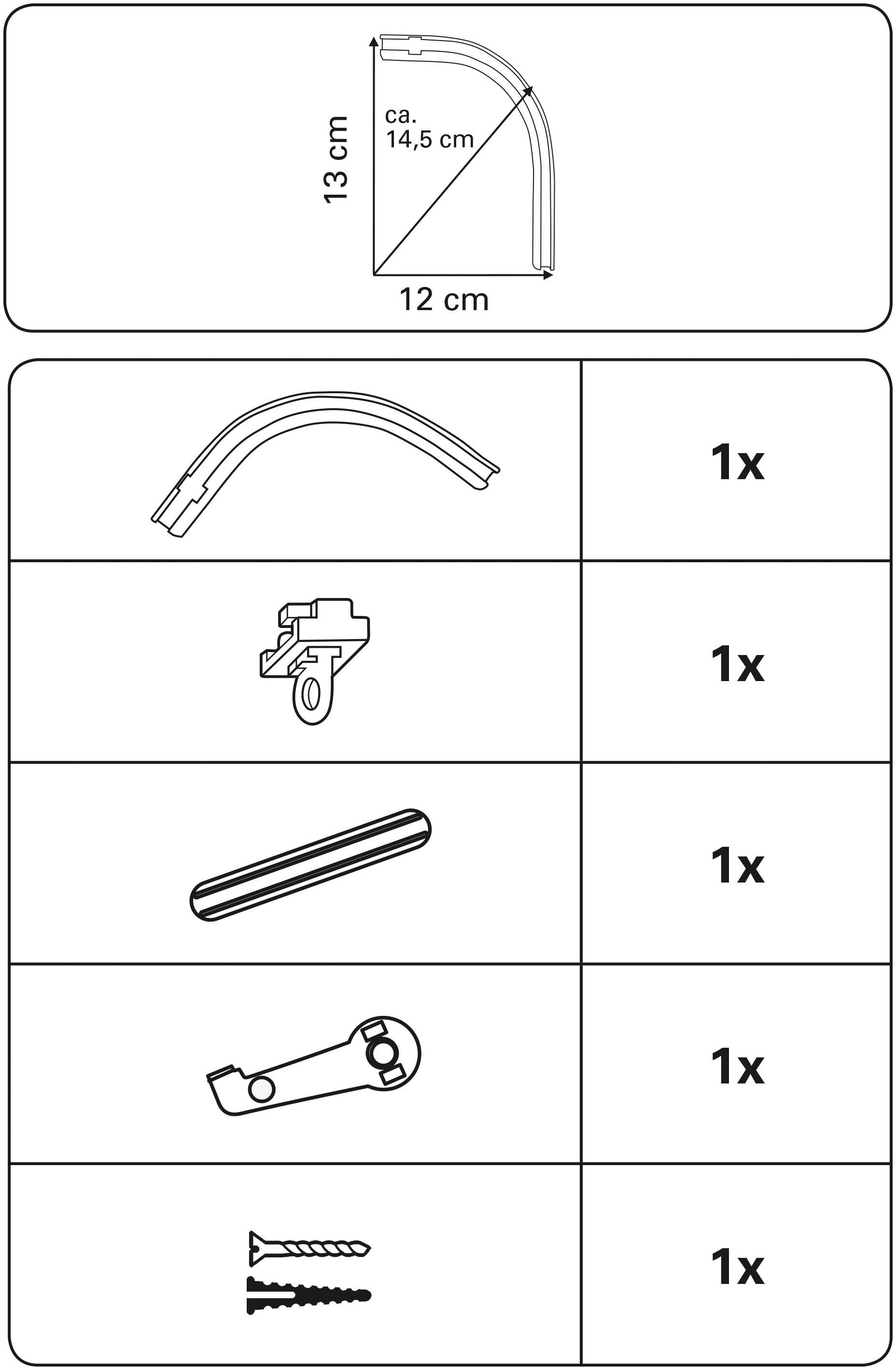 GARDINIA Gordijnrail Gebogen gordijnrail voor aluminiumrail 13 mm (1 stuk)