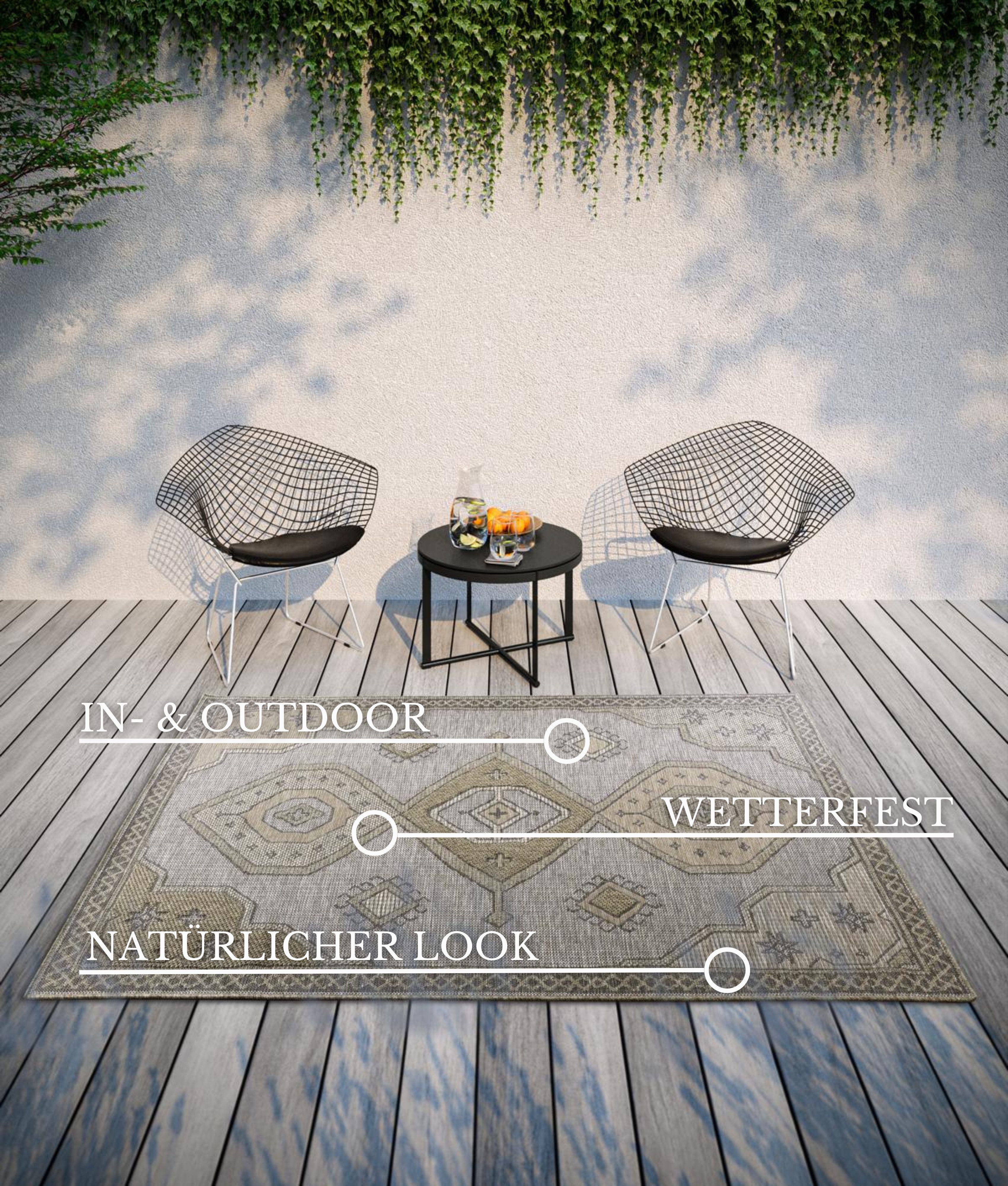 Villeroy & Boch Vloerkleed Rbovent In-& Outdoor, Vlakweefsel, weerbestendig, Terras, Balkon, natuurlijk, modern