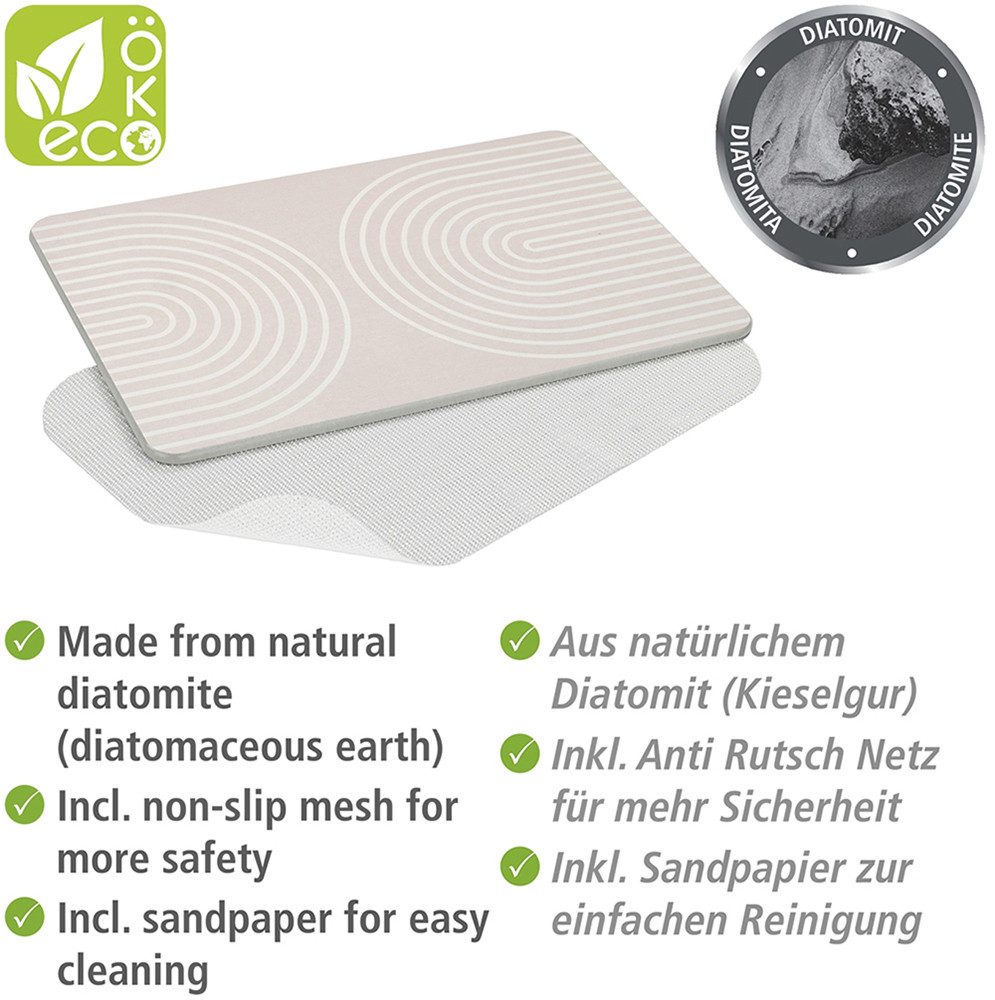 WENKO Badmat Model Nazca antislip, sterk waterabsorberend, van kiezelgur (1 stuk)