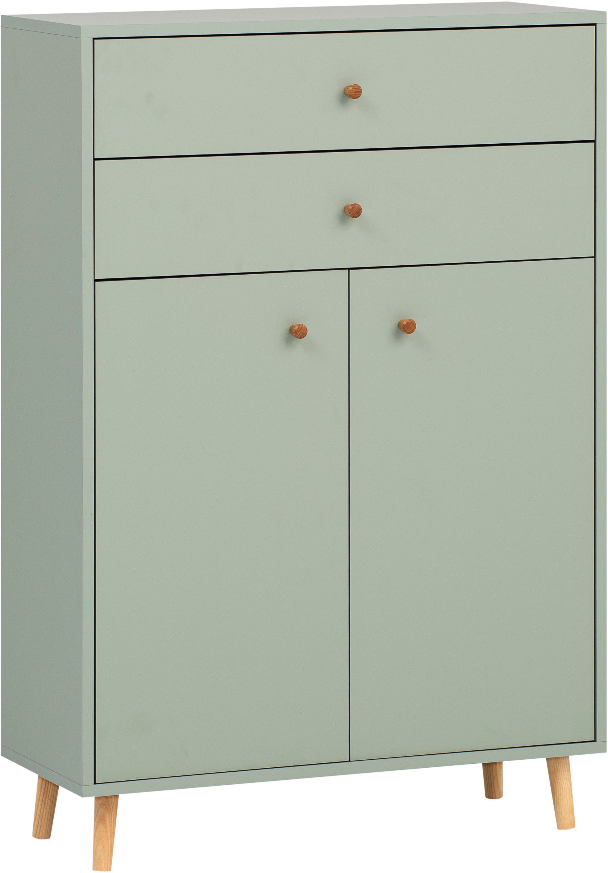 Schildmeyer Halfhoge kast Bjarne, breedte 77 cm Met metalen beslag, handgrepen en meubelpootjes van massief hout