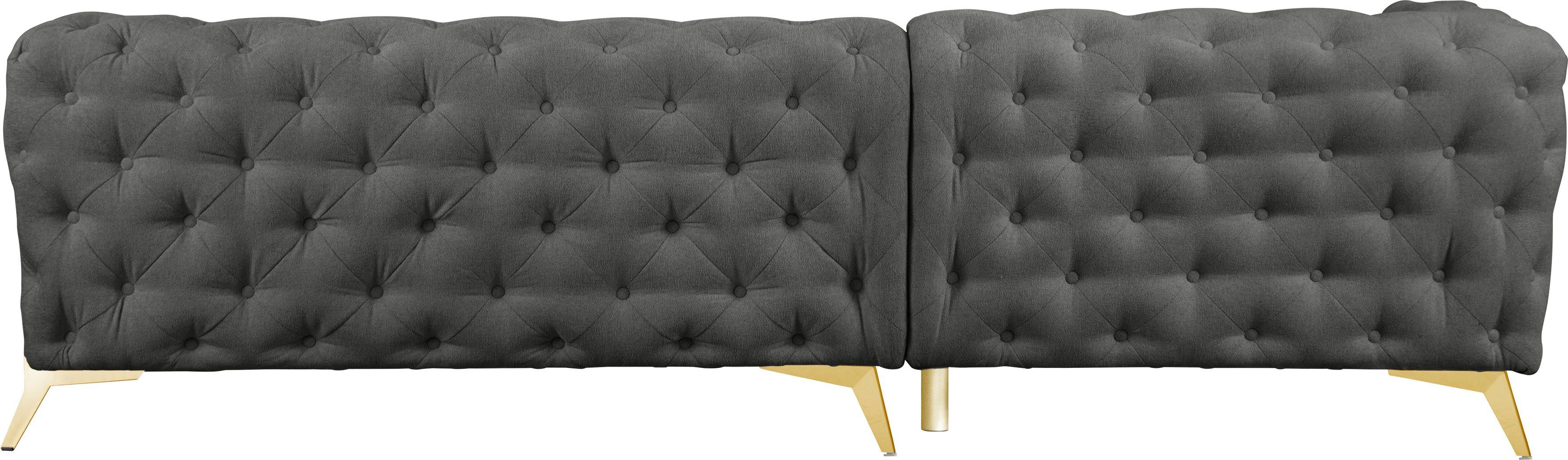 Leonique Chesterfield-bank Amaury L-vorm grote hoekbank, chesterfield-look, breedte 323 cm, kleur van de poten ter keuze