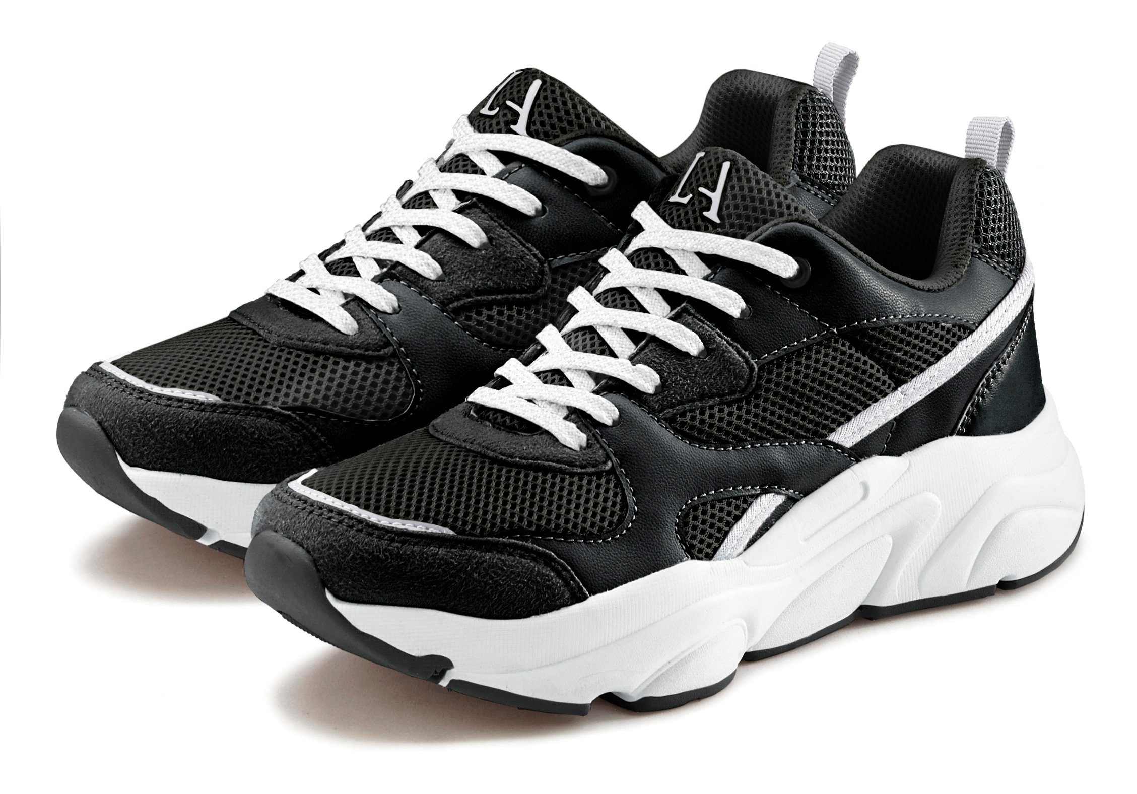 Lascana Sneakers met ultralichte chunky-zool, veterschoen, vrijetijdsschoen dames schoenen maat 36 EU zwart