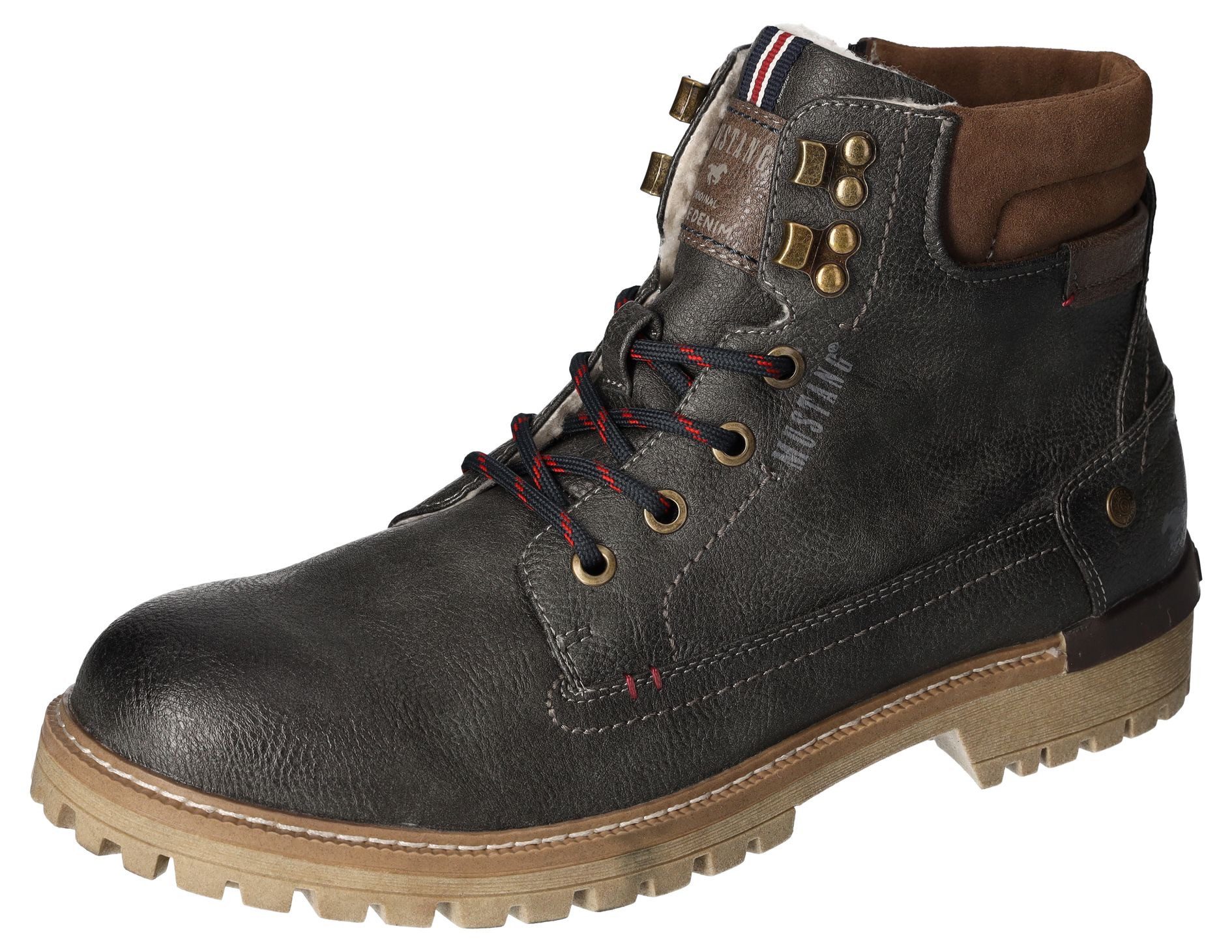 Mustang Shoes Winterlaarzen lace-up boots, ankle boots, worker boots, contrast trim, logo patch