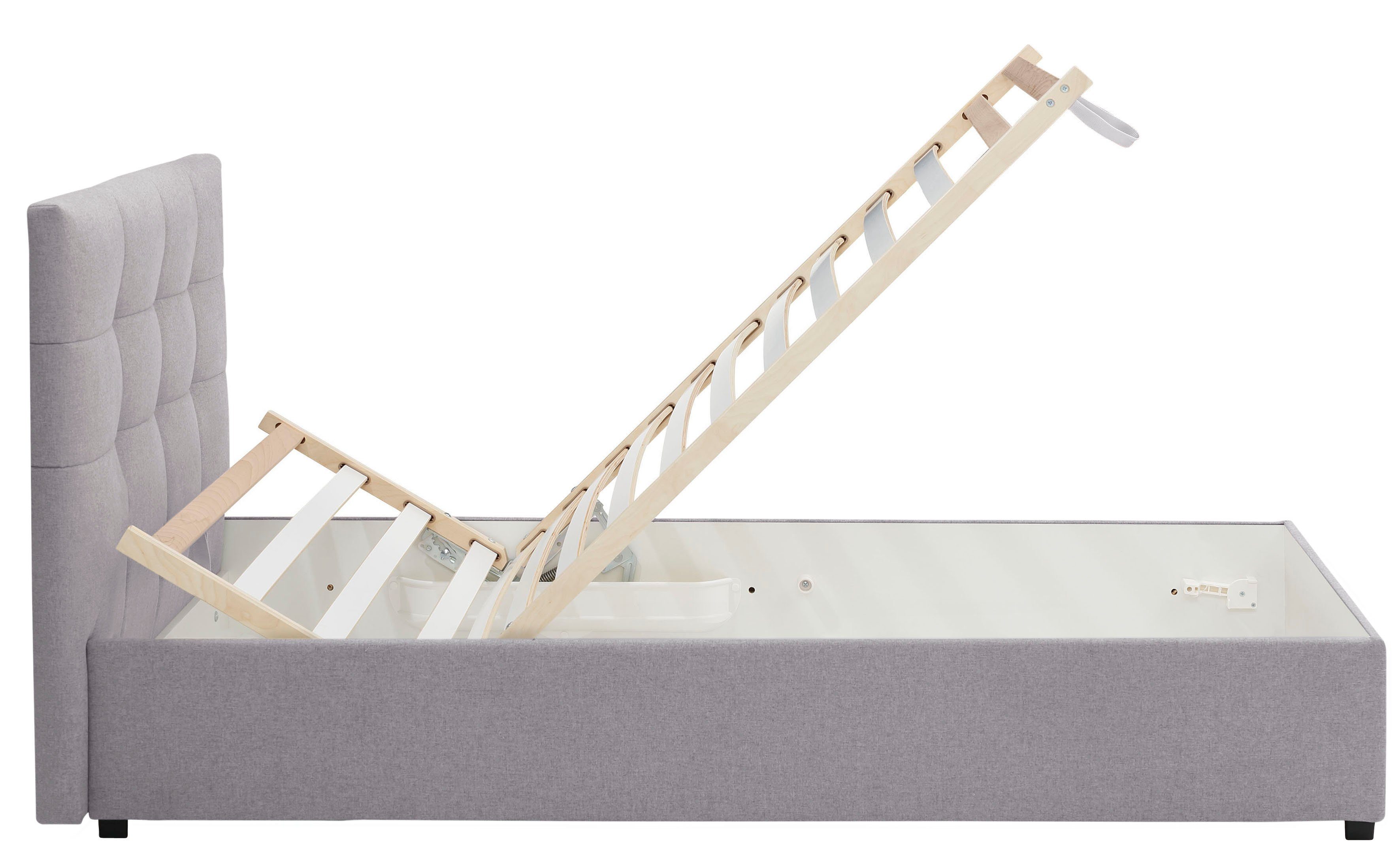 Lüttenhütt Gestoffeerd bed Endres met bedkist, naar keuze zonder matras/lattenbodem of incl. matras