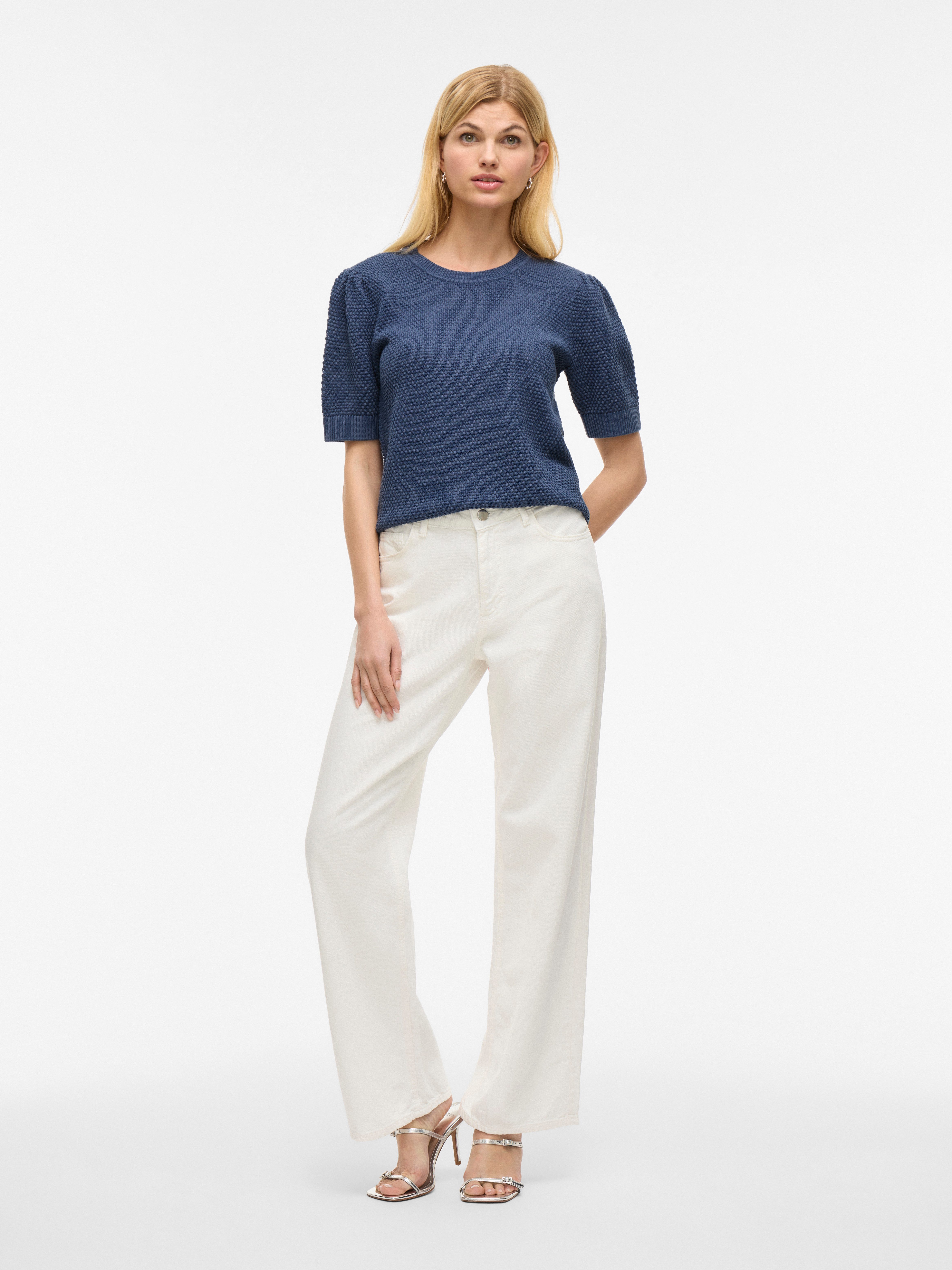 Vila Trui met korte mouwen VIDALO O-NECK S/S KNIT TOP - NOOS