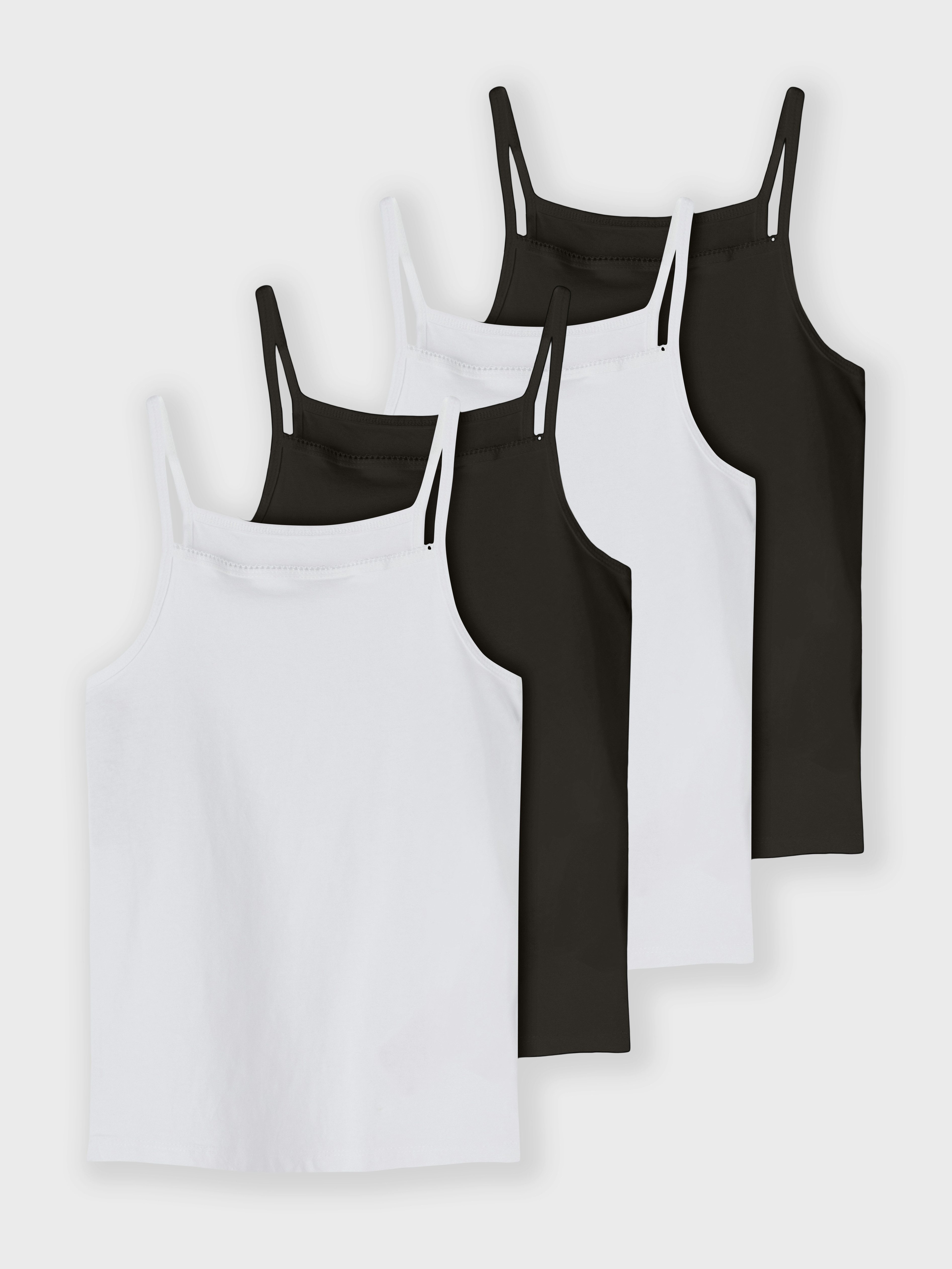 Name It Hemd NKFSTRAP TOP 4P BLACK WHITE SOLID NOOS (set 4 stuks)