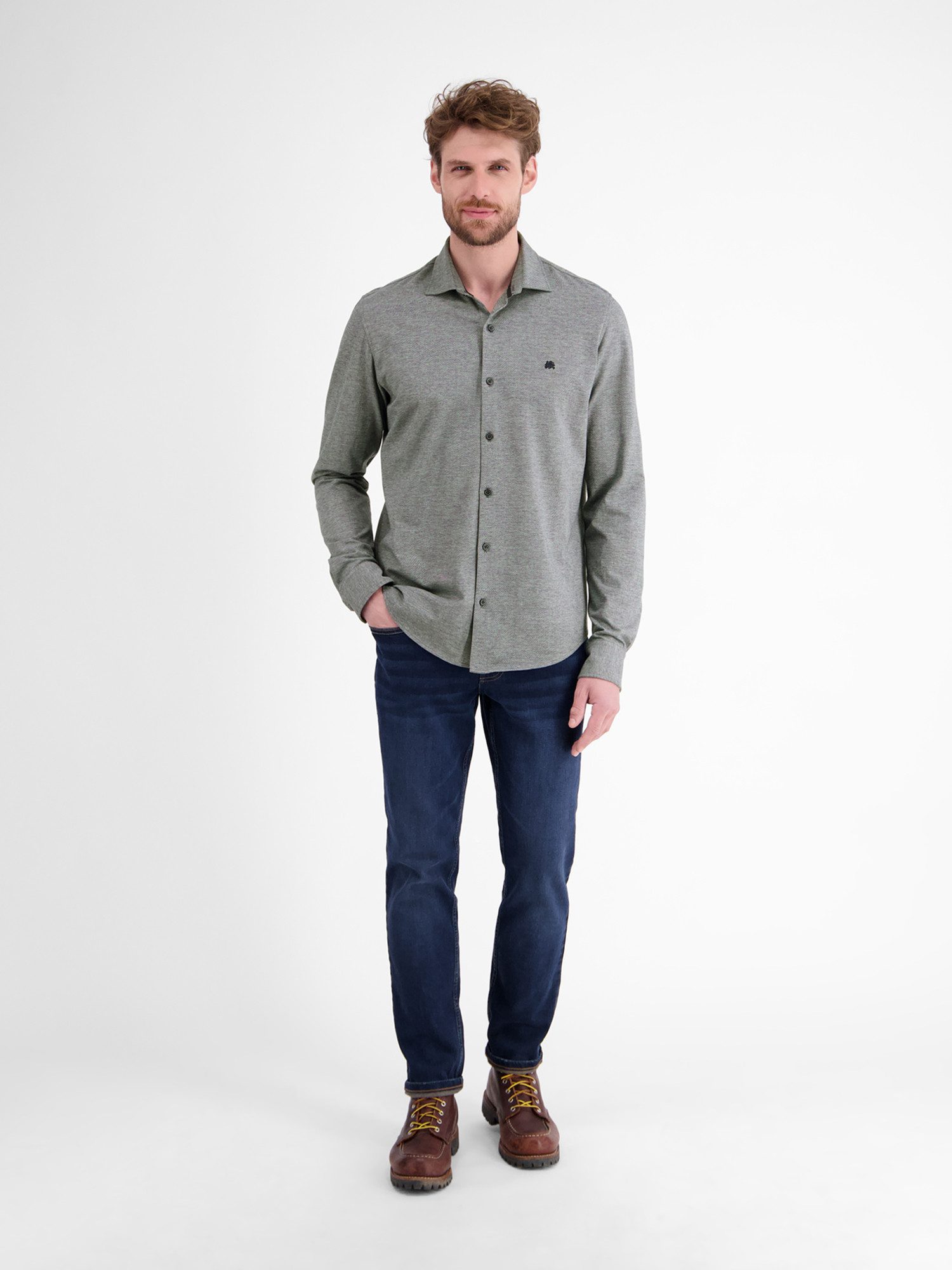 Lerros Overhemd met lange mouwen LERROS Heren Jerseyhemd, Stijl ontmoet comfort