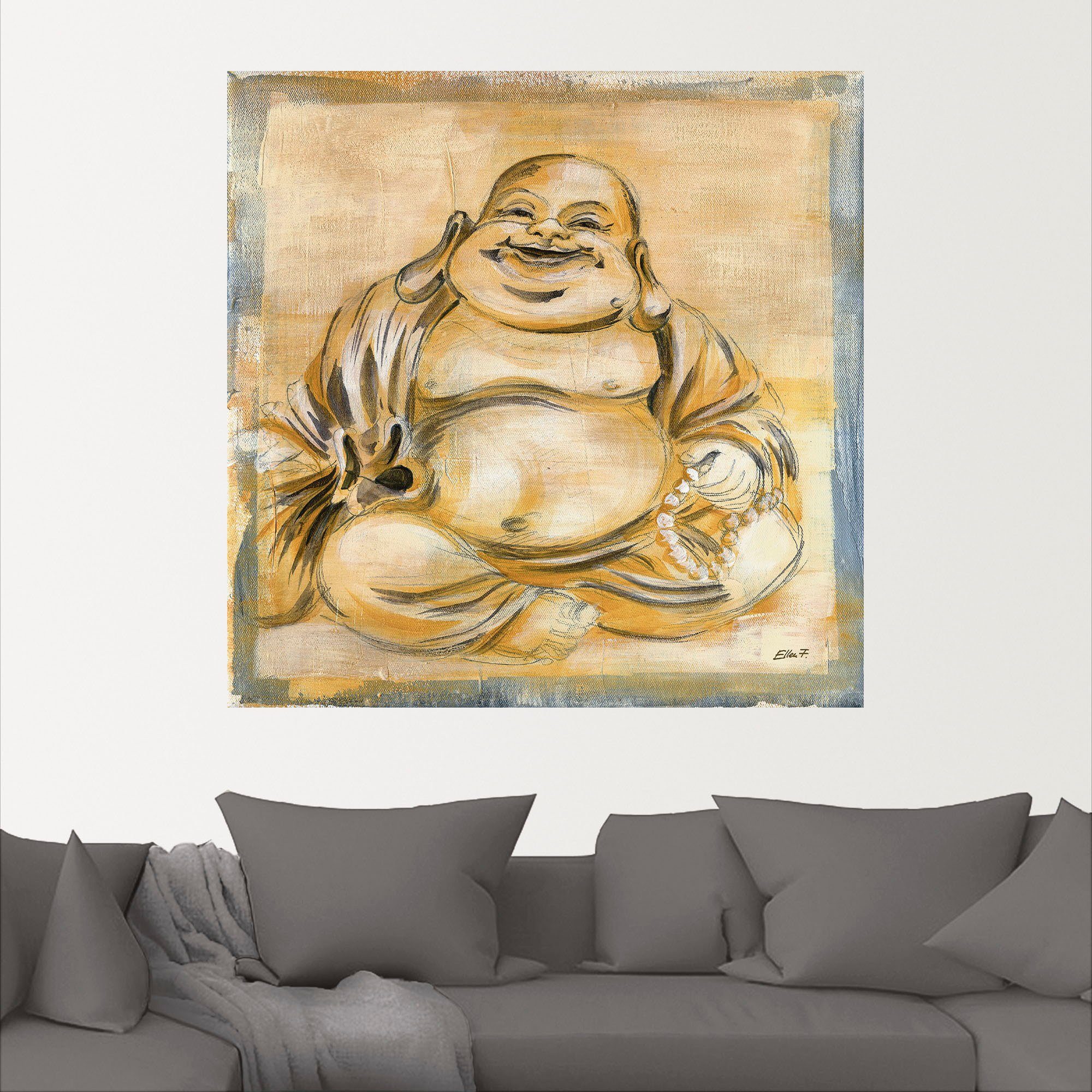Artland Artprint Vrolijke boeddha I als artprint op linnen, poster, muursticker in verschillende maten