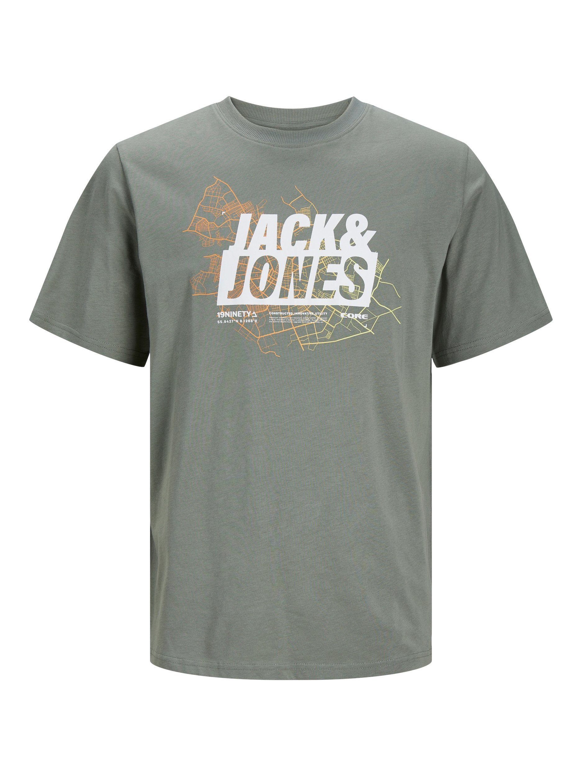 JACK & JONES CORE regular fit T-shirt JCOMAP met printopdruk groen