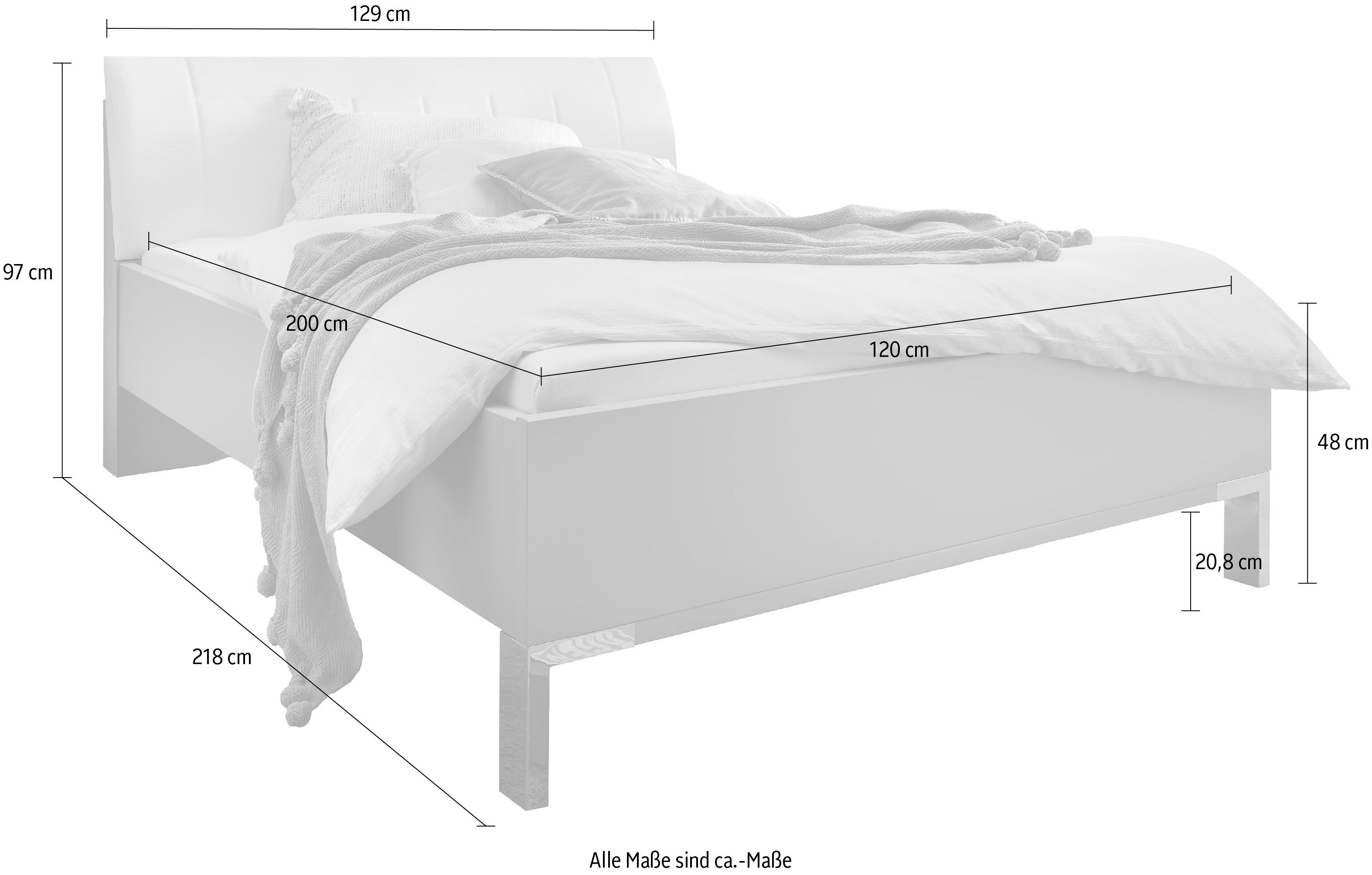 WIEMANN Futonbed Monaco, Bedframe, Bedframe, comfortabel gestoffeerd hoofdbord