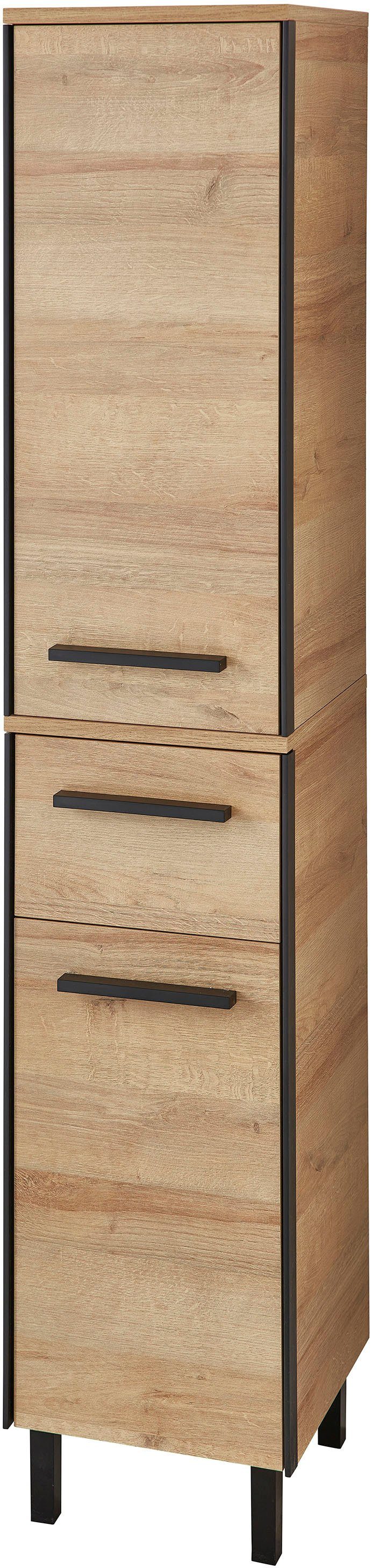 Saphir Badkamerserie Quickset 395 3-delig, wastafelonderkast met led-spiegelkast Middel kast, incl. deurdemper, 6 deuren, 1 lade, badkamer set (4-delig)
