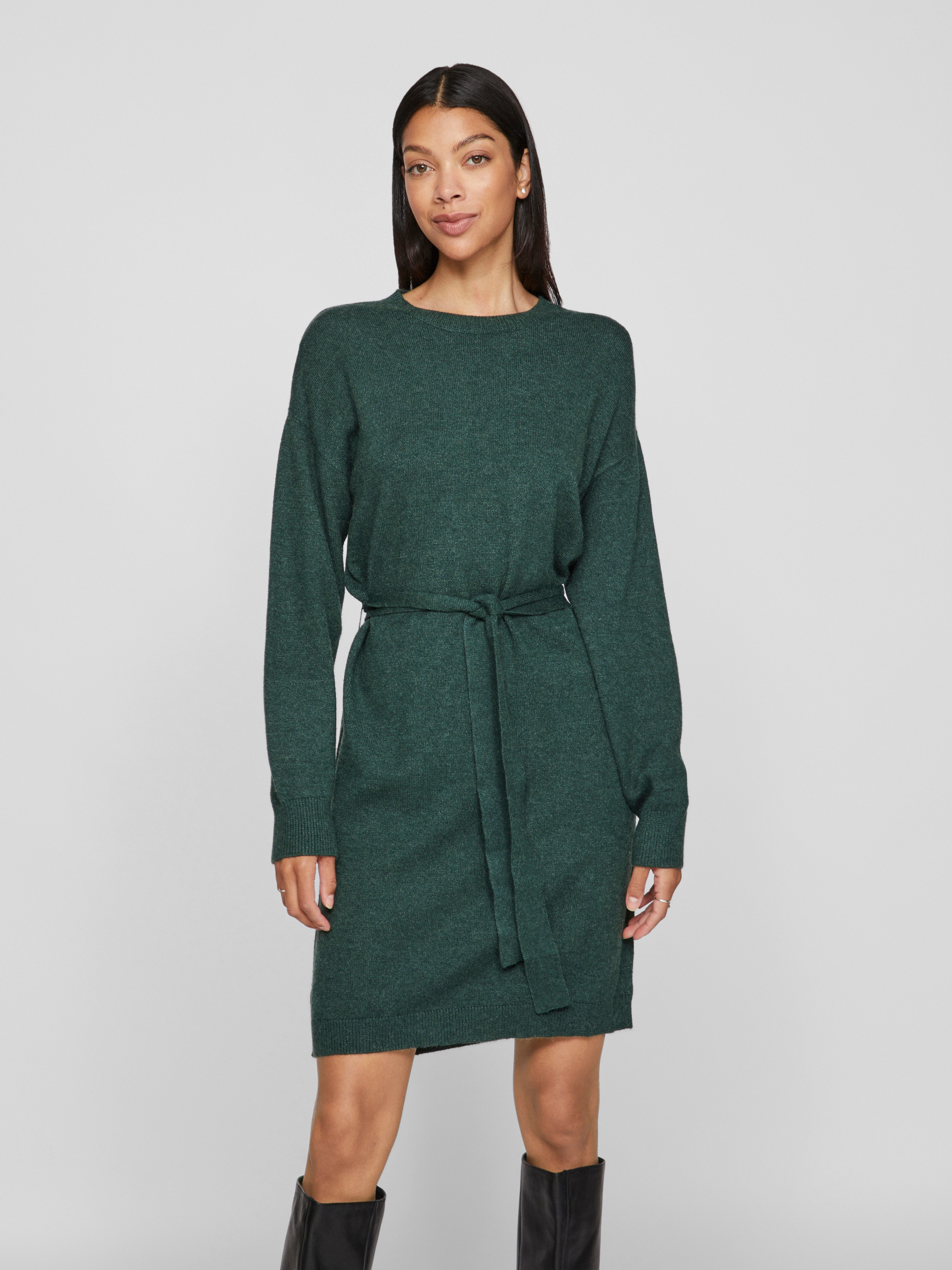 NU 20% KORTING: Vila Gebreide jurk VIRIL O-NECK L-S BELT KNIT DRESS NOOS