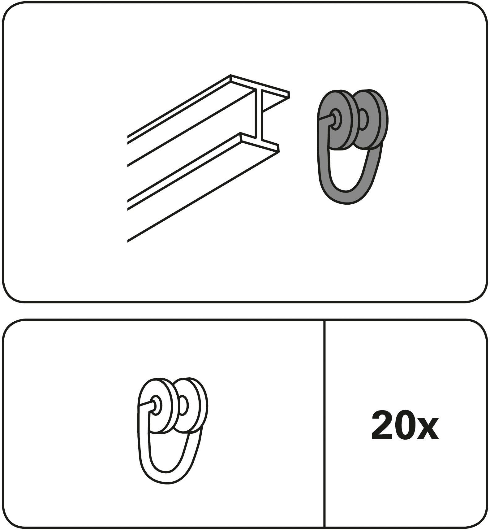 GARDINIA Gordijnring T-rolringen T-rail serie (20 stuks)