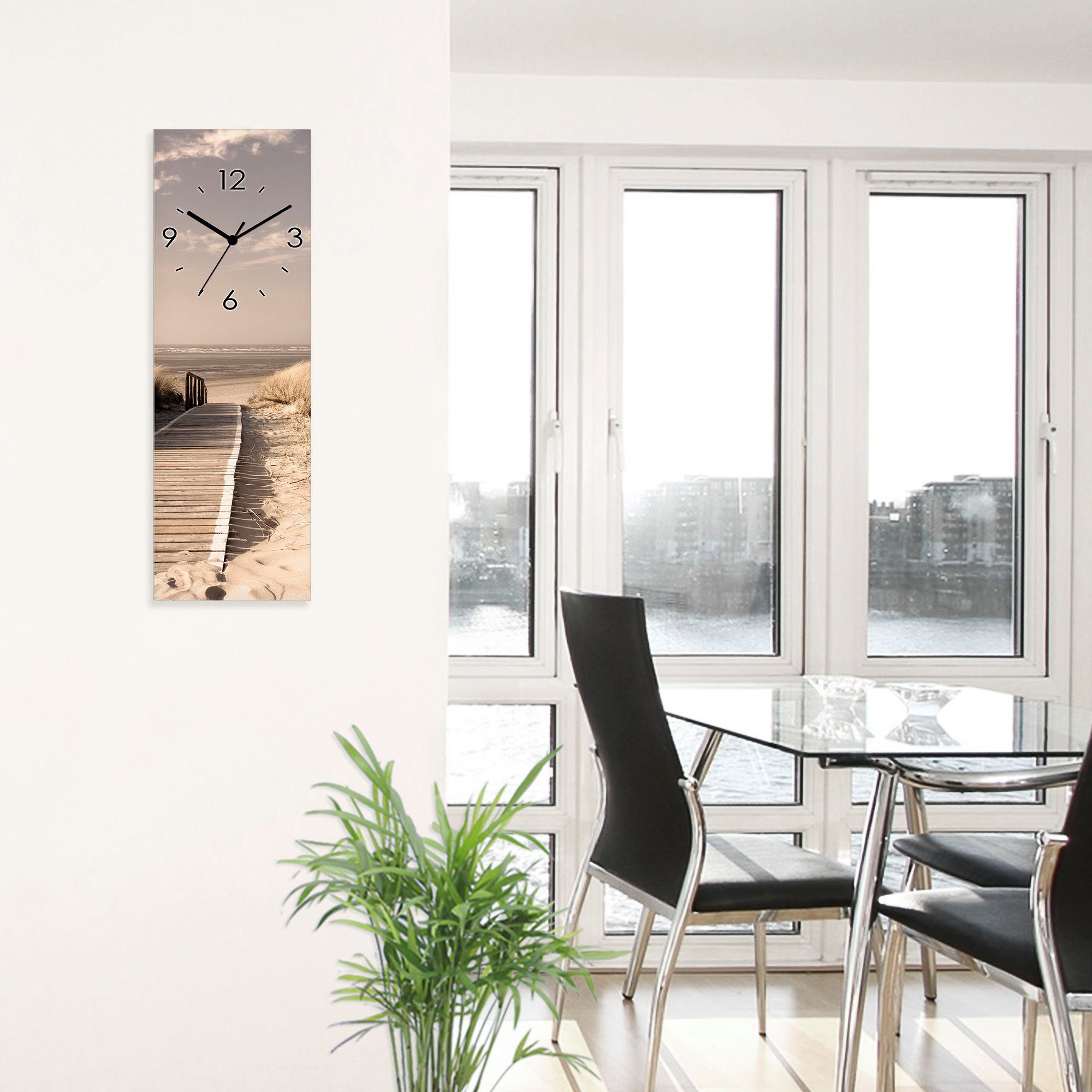 Artland Wandklok Noordzeestrand op Langeoog - pier_Sepia optioneel verkrijgbaar met kwarts- of radiografisch uurwerk, geruisloos zonder tikkend geluid