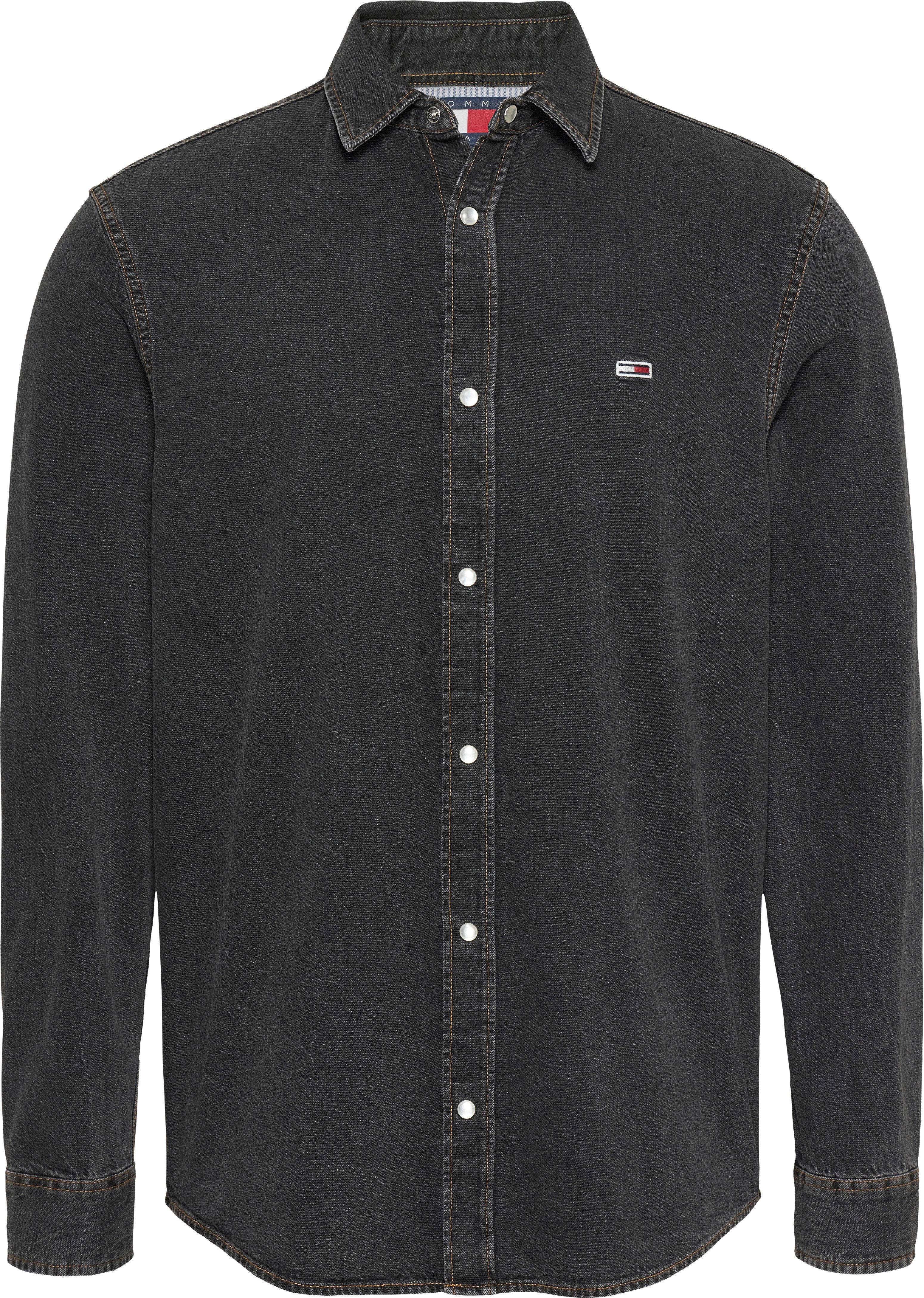 TOMMY Jeans overhemd RGLR FIT SHIRT WASHED BLACK