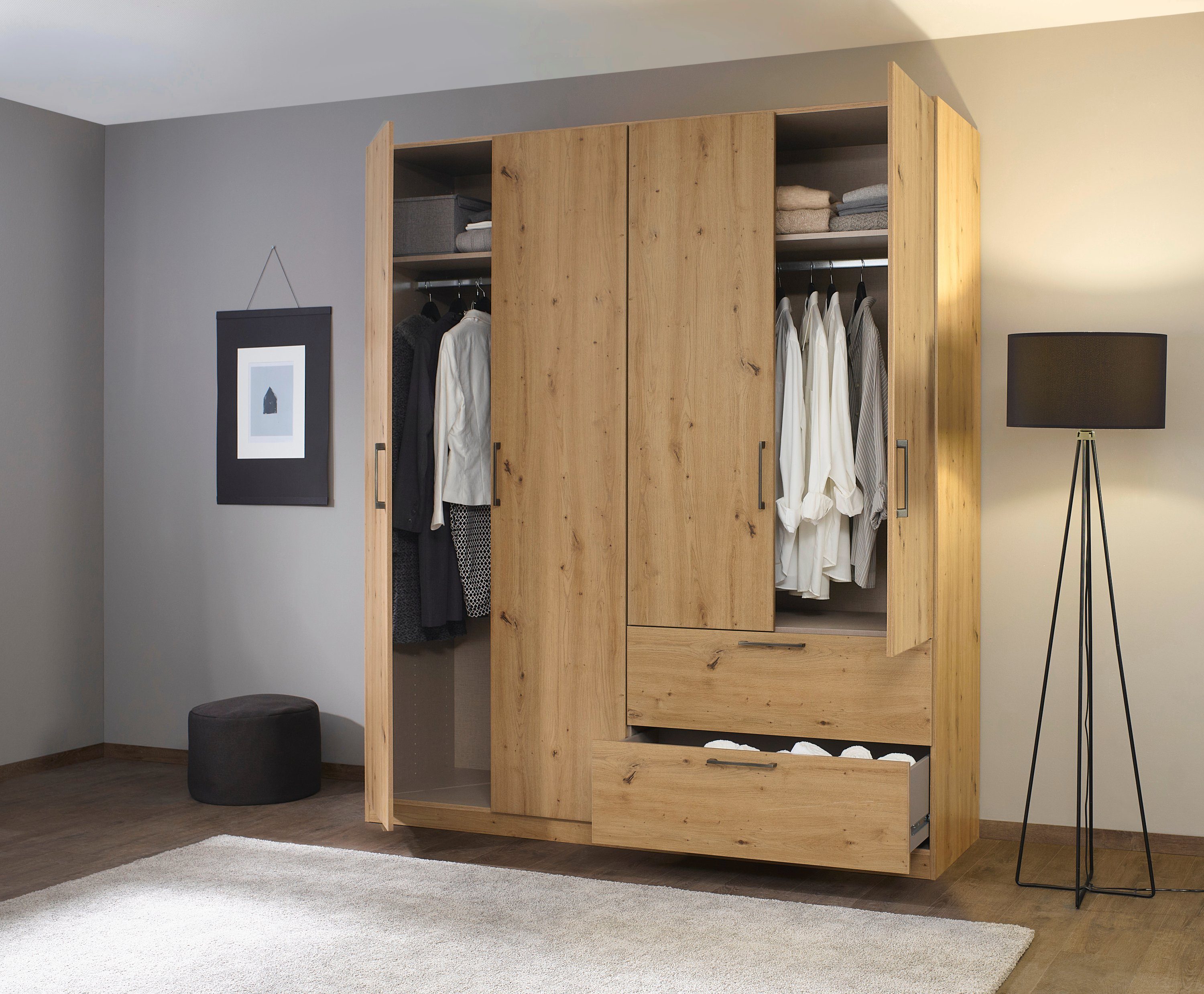 Slaapkamerserie Compleet slaapkamer Challenger (Set van 4 delen) Kast 2 breedtes, bed 3 breedtes, 2 nachttafels MADE IN GERMANY