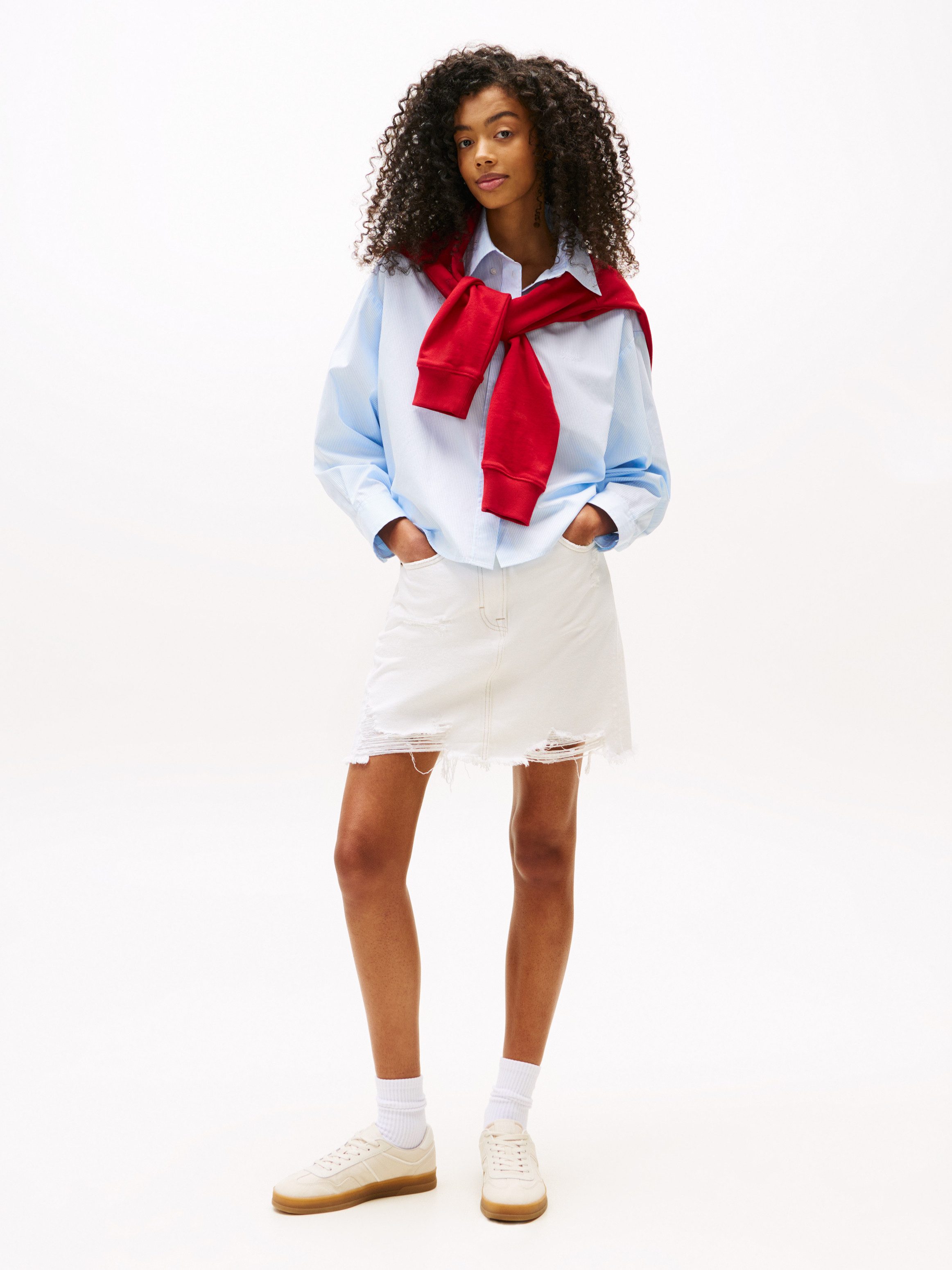 TOMMY Jeans rok MOM SKIRT CI8091 met destroyed-effect