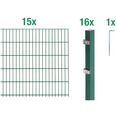 gah alberts dubbelstaafmat hekwerk 120 cm hoog, 15 matten voor 30 m, 16 palen (set) groen