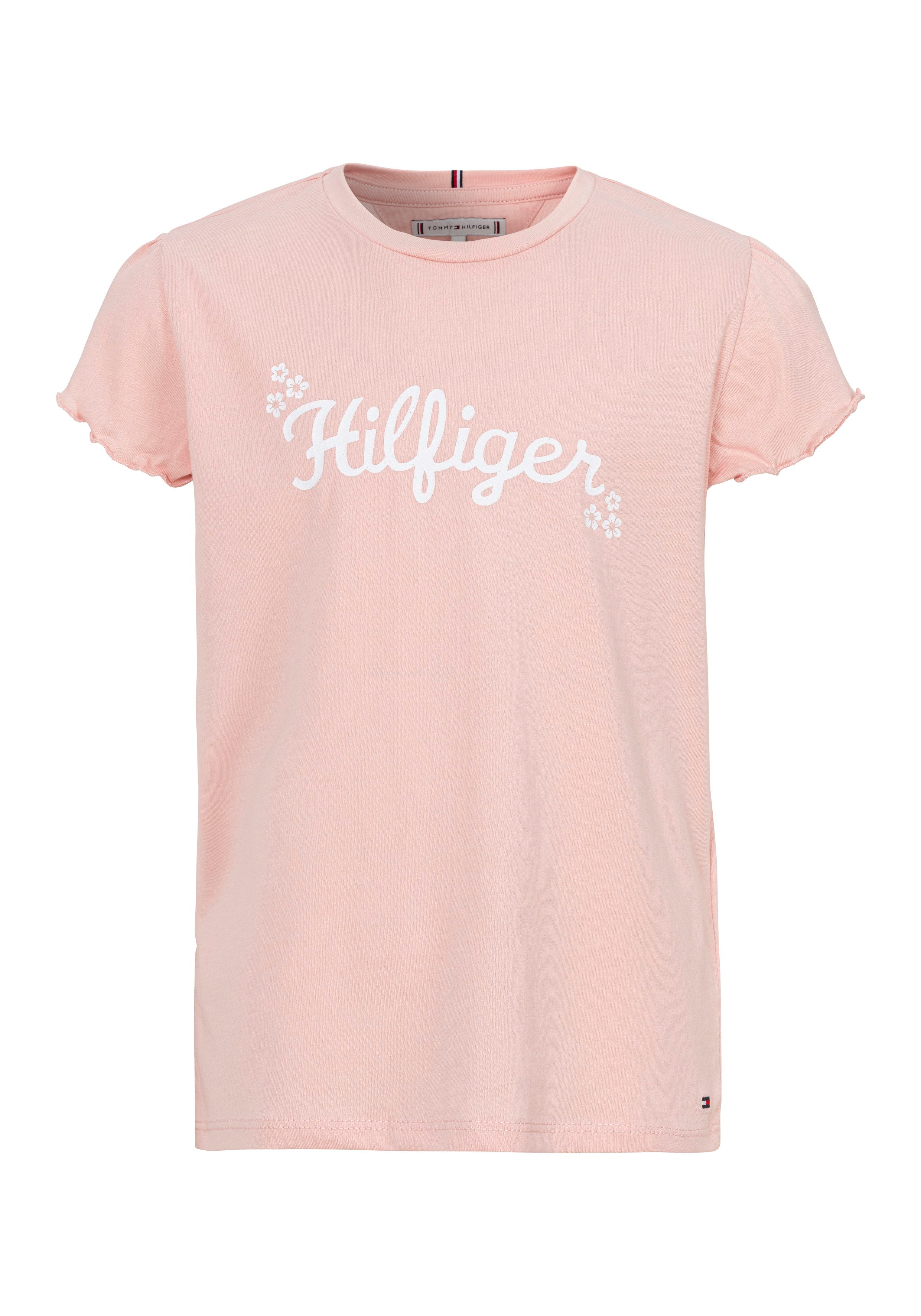 Tommy Hilfiger Shirt met korte mouwen FLOWER GLITTER REG TEE SS Kinderen tot 16 jaar met logo-opdruk