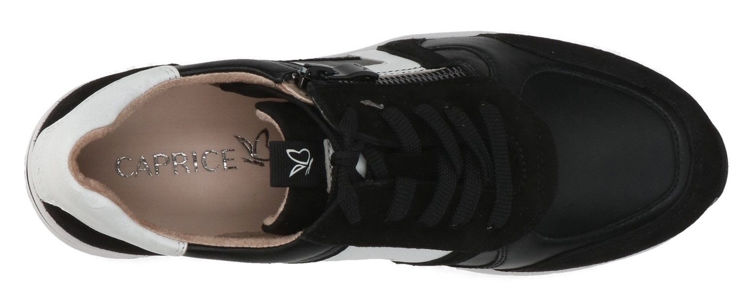 Caprice Sneakers met sleehak , vrijetijdsschoen, lage schoen, veterschoen met contrastafwerking, breedte h