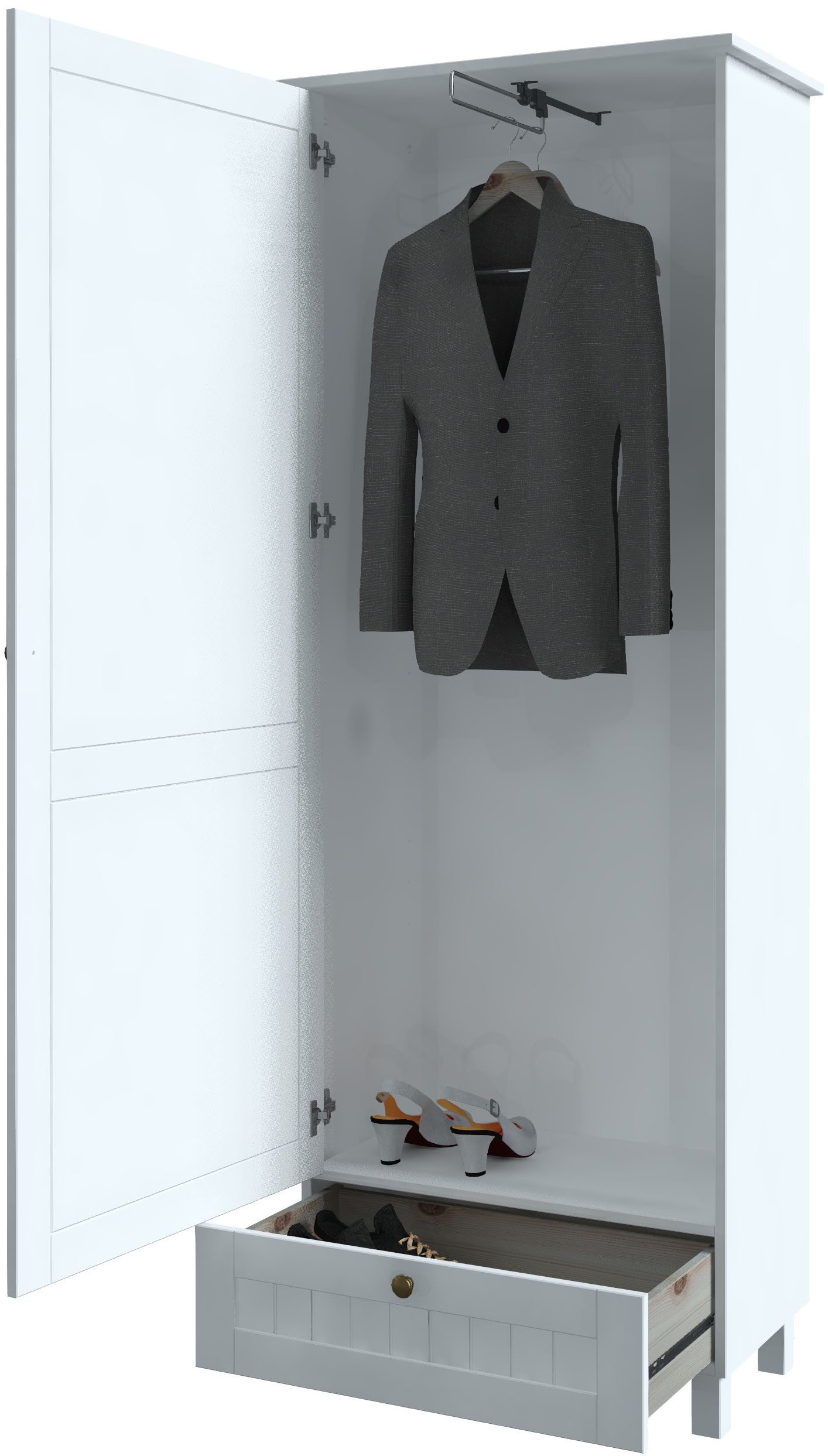 Home affaire Kledingkast Juventus van massief dennenhout, breedte 67 cm, met kledingstang (1 stuk)