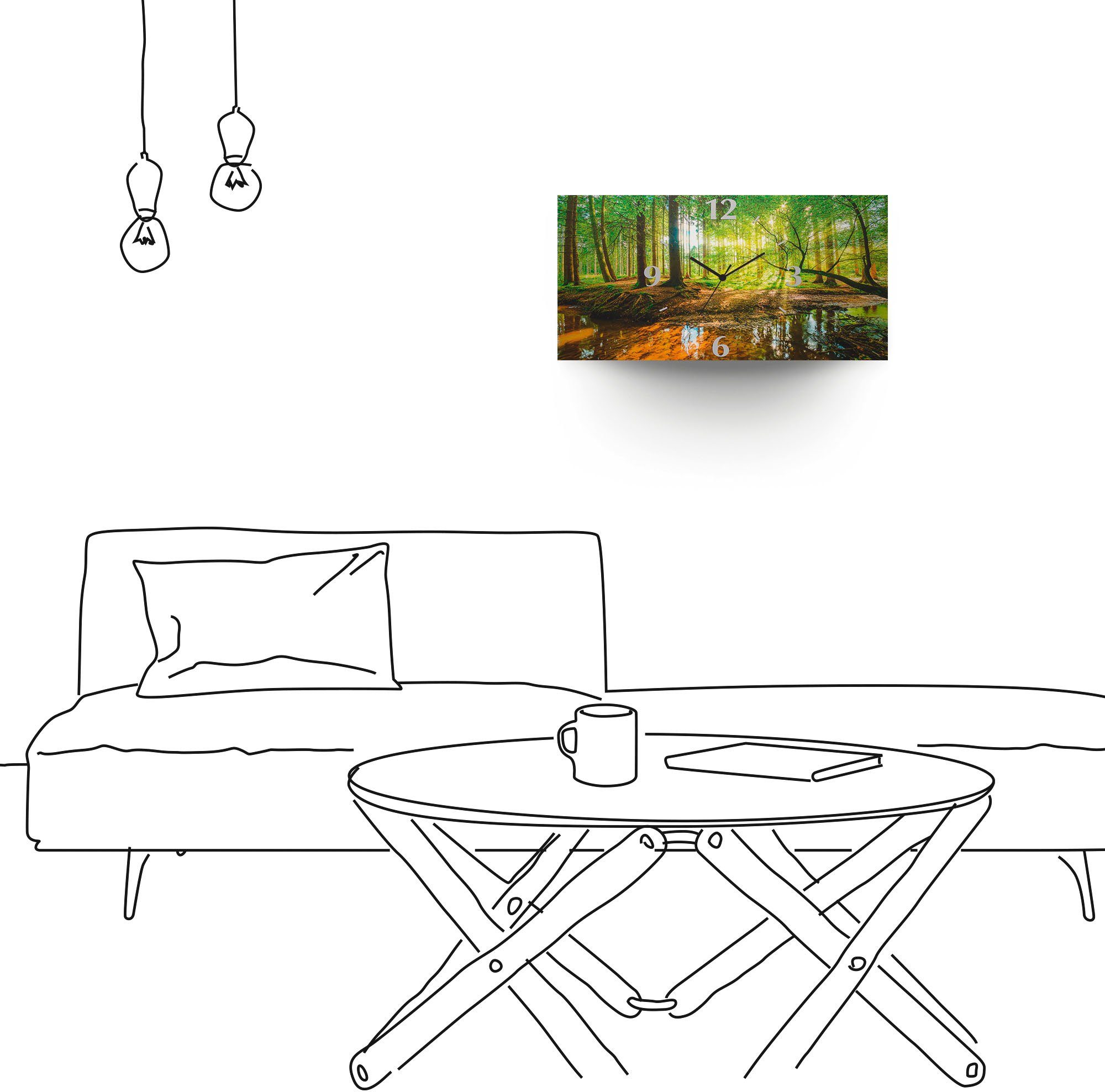 Artland Wandklok Bos met beek 3d-look geschulpt, met kwarts- of radiografisch uurwerk, verschillende maten