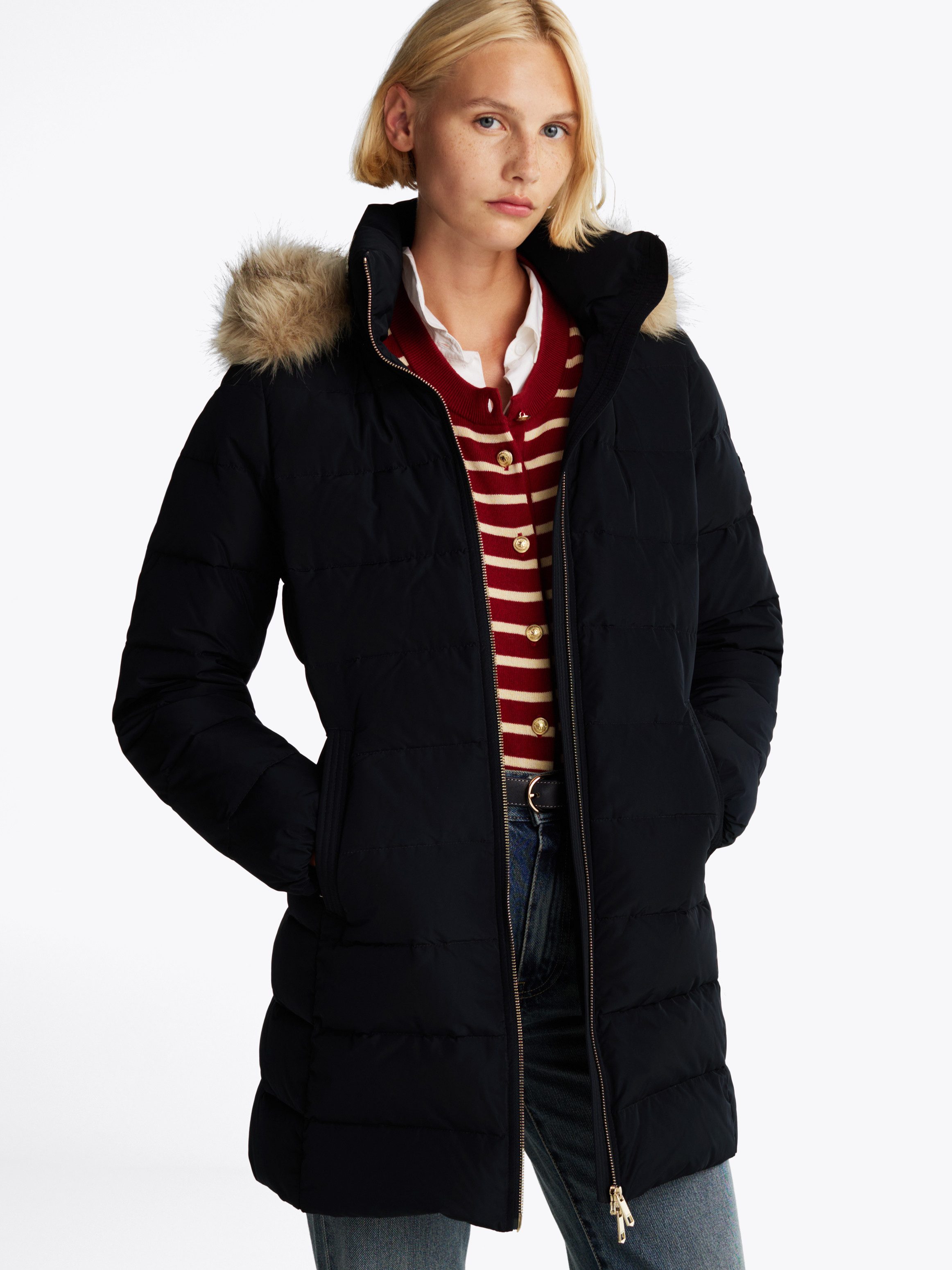 Tommy Hilfiger Gewatteerde jas HERITAGE DOWN TYRA COAT WITH FUR