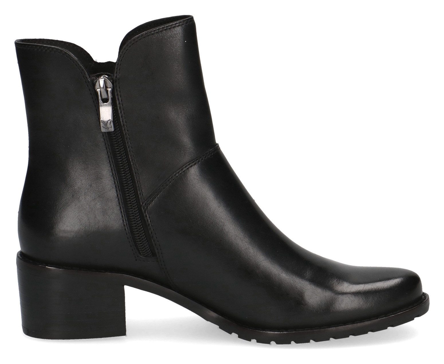 Caprice Laarsjes blokhak, business schoen met twee ritsen